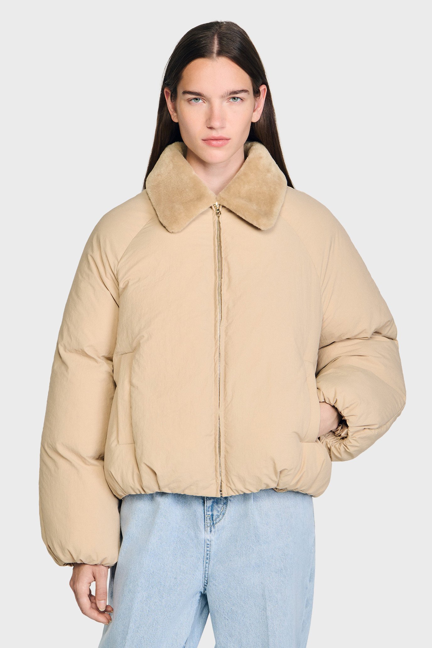 Женская бежевая куртка Бежевый 36 Sandro SFPOU00744_Beige Женская бежевая куртка Бежевый 36 Sandro SFPOU00744_Beige