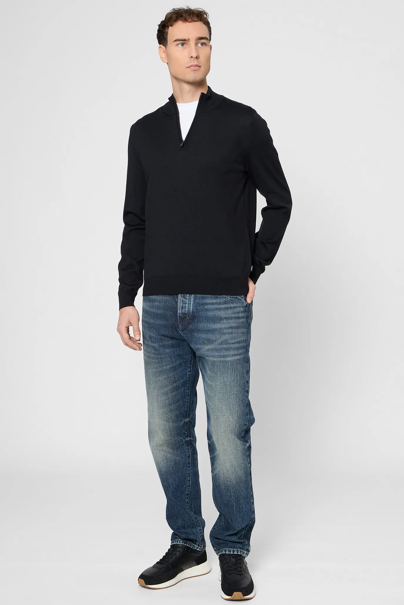 Мужская черная шерстяная кофта 2