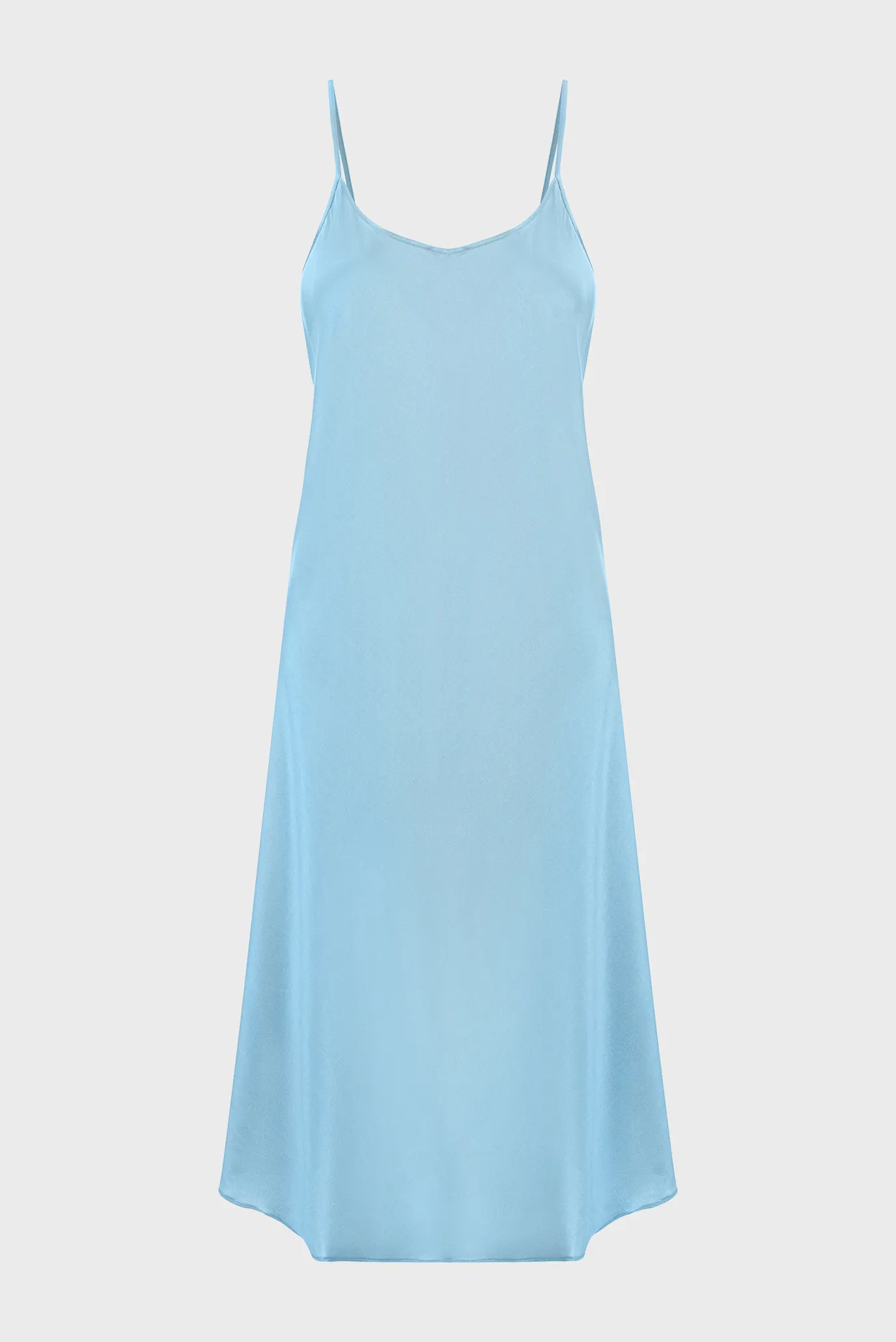 Женская голубая шелковая ночная рубашка 4