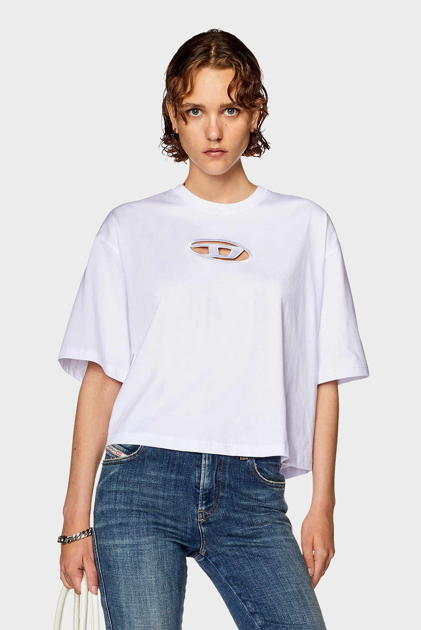 Женская белая футболка T-ROWY-OD Diesel A11559 0NIAX — MD-Fashion
