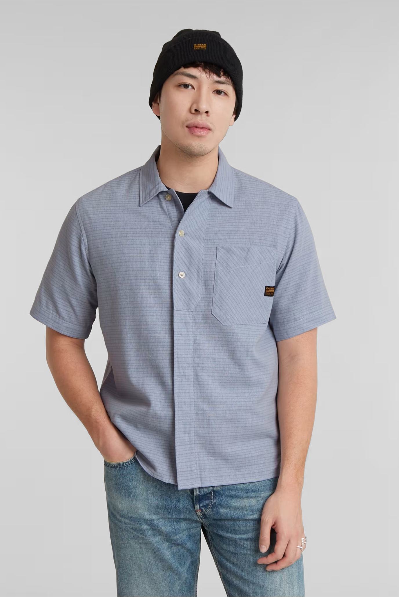 Мужская голубая льняная рубашка Workwear 1