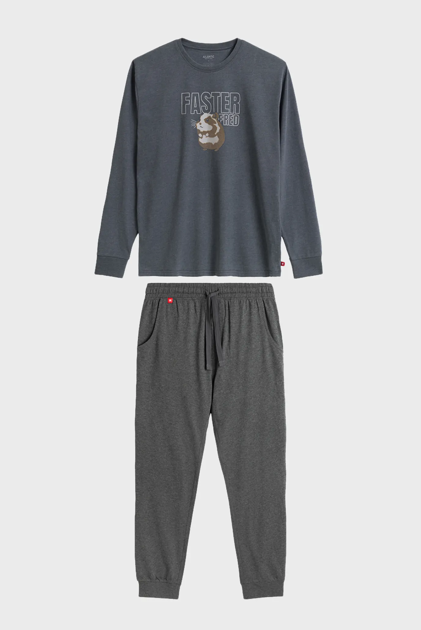 Мужская серая пижама (лонгслив, брюки) 6