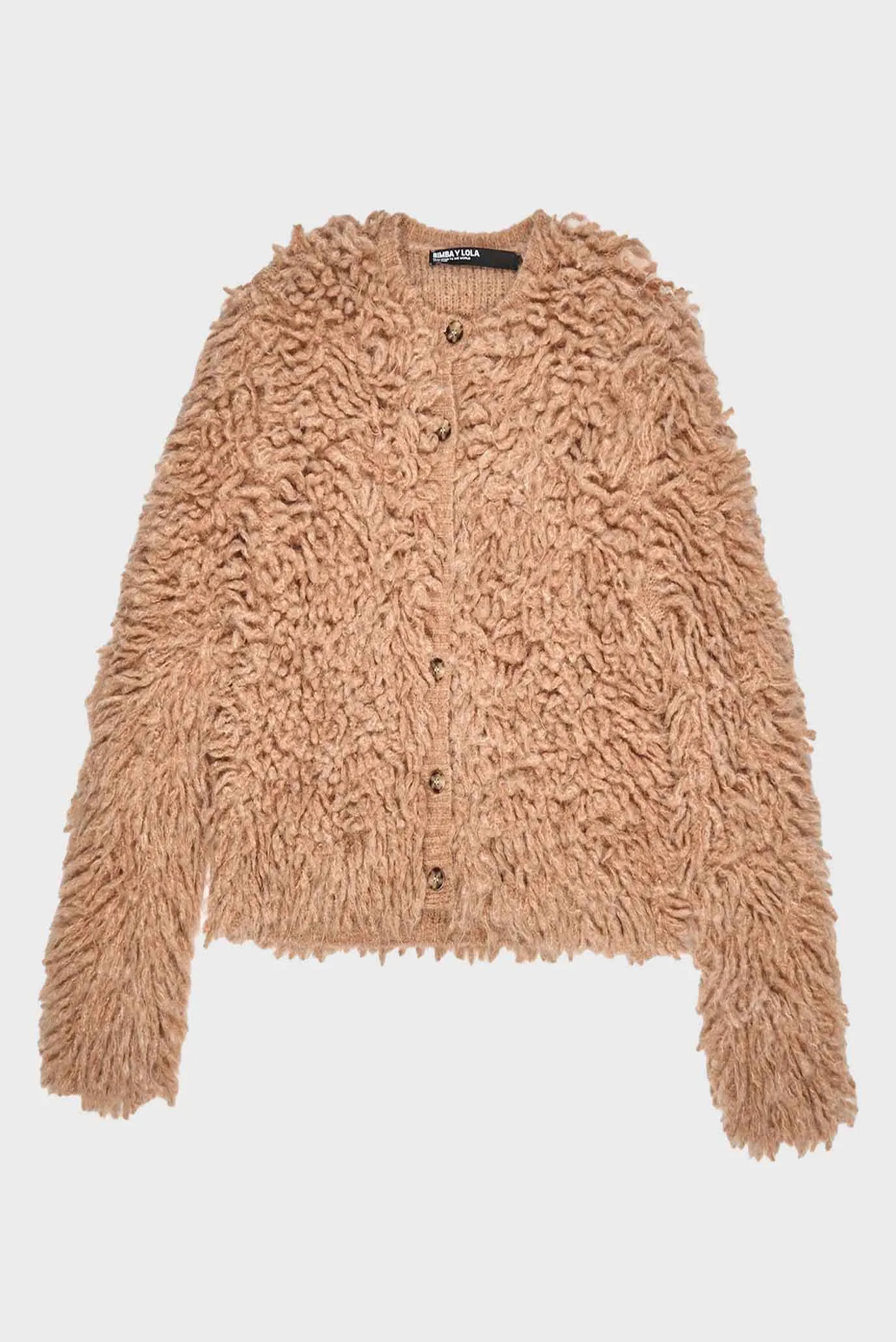 Женский бежевый шерстяной кардиган 4