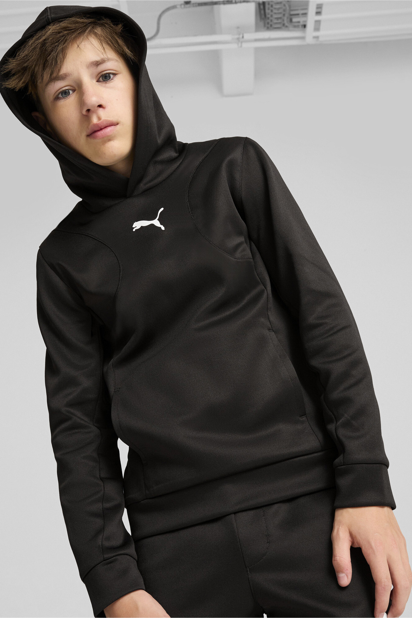 Детское черное худи PUMA FIT Hoodie Youth 1