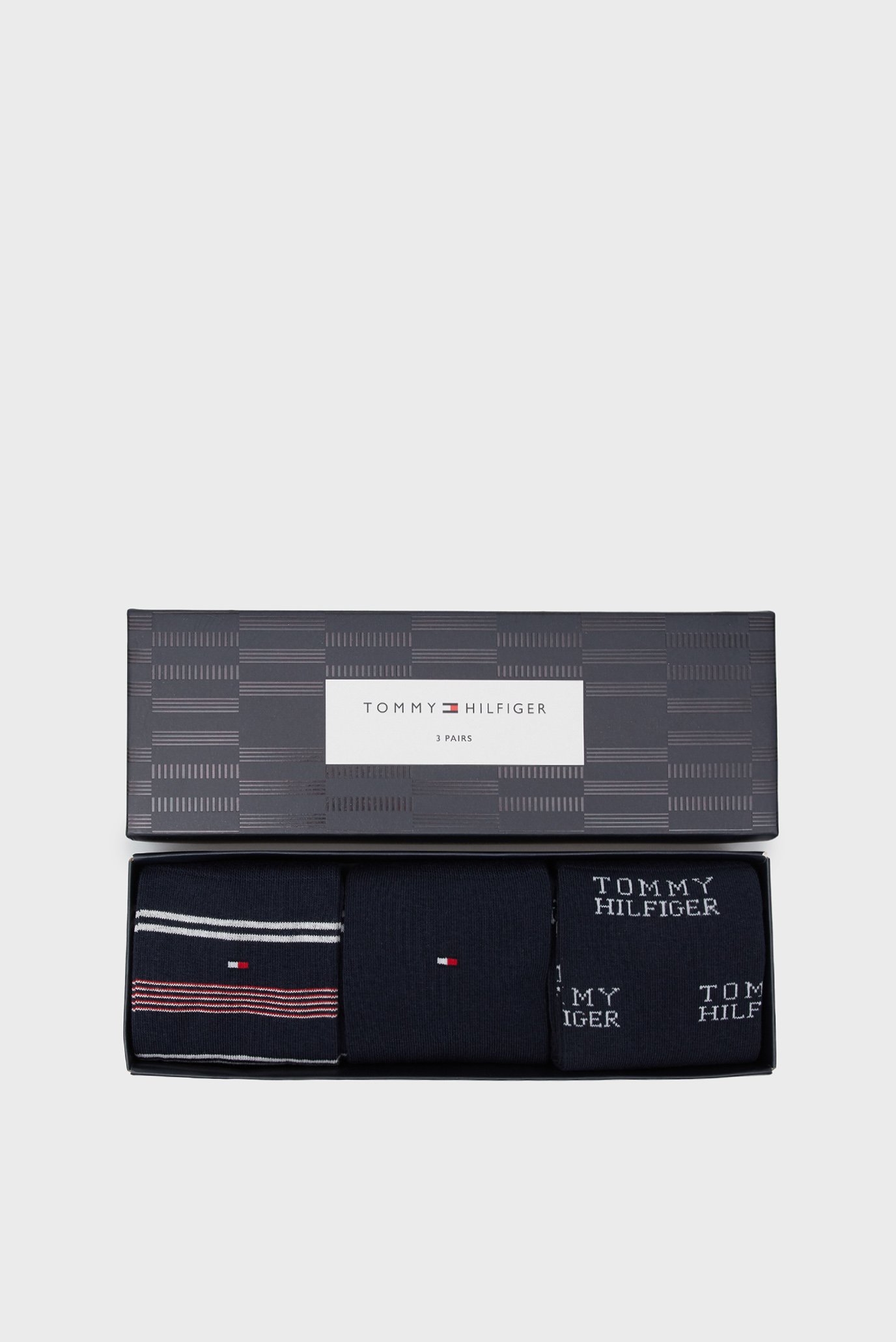 Чоловічі темно-сині шкарпетки (3 пари) TH MEN SOCK 3P GIFTBOX TOMMY STRIPE 1