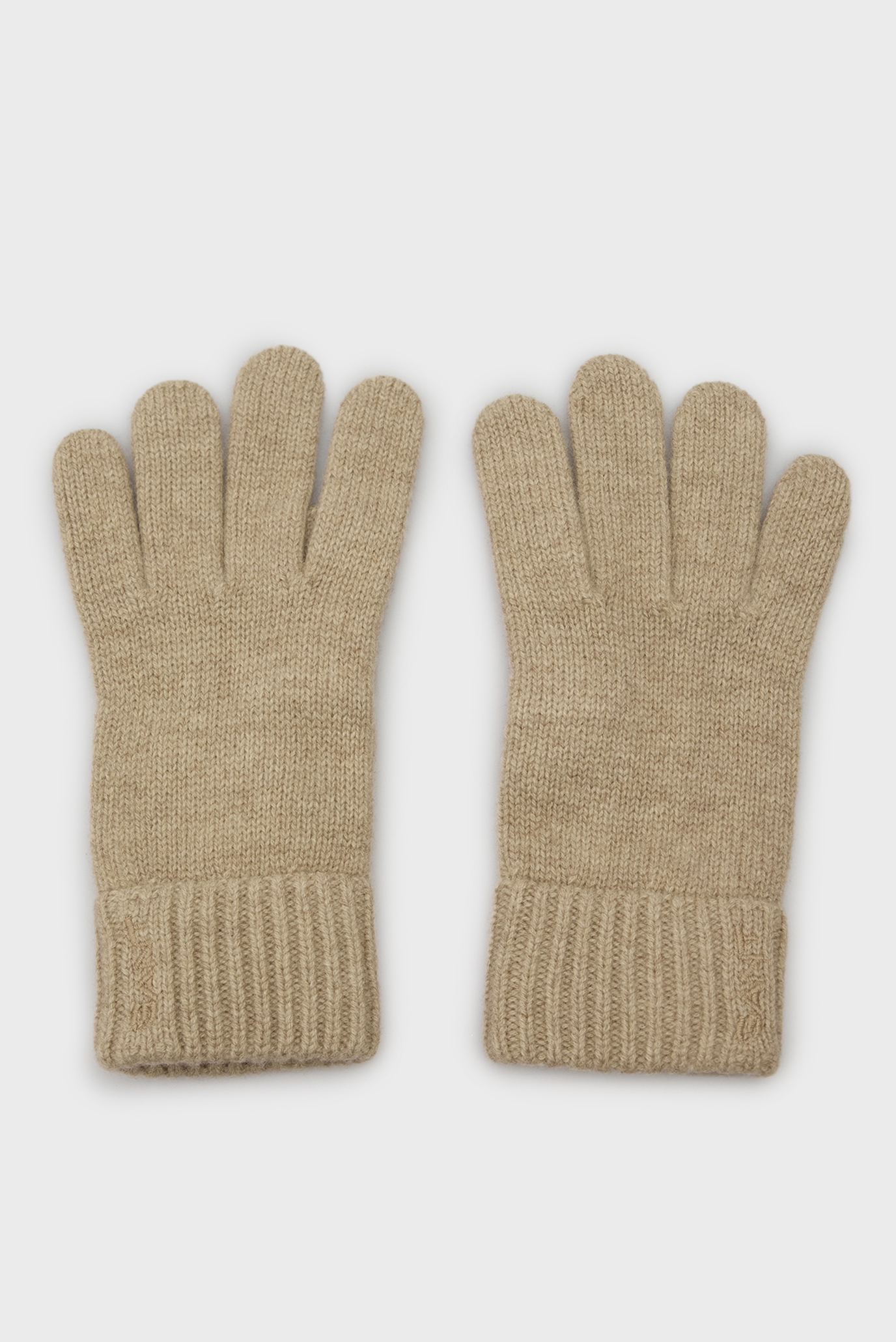 Женские бежевые шерстяные перчатки WOOL KNITTED GLOVES 1