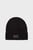 Женская черная шерстяная шапка LEATHER PATCH AIRY BEANIE