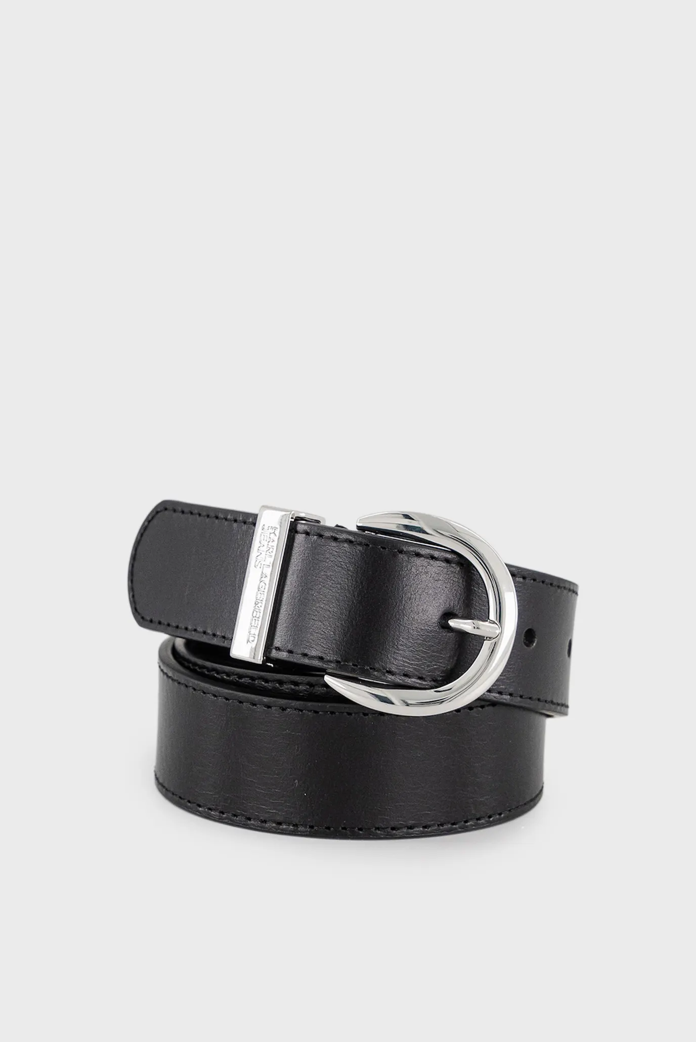 Женский черный кожаный ремень round buckle 1