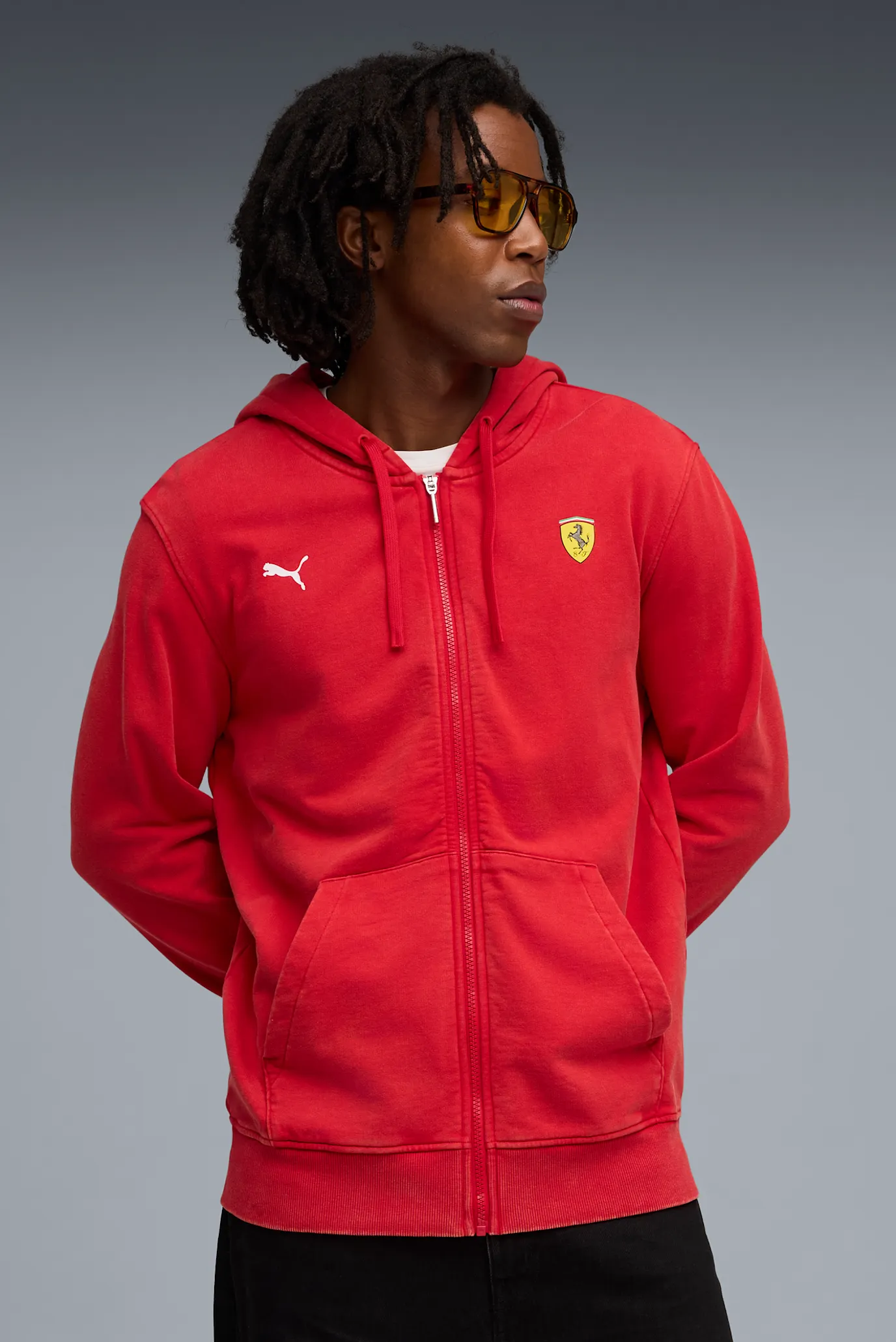 Мужское красное худи Scuderia Ferrari Sportswear Hooded Sweat Jacket Men 1