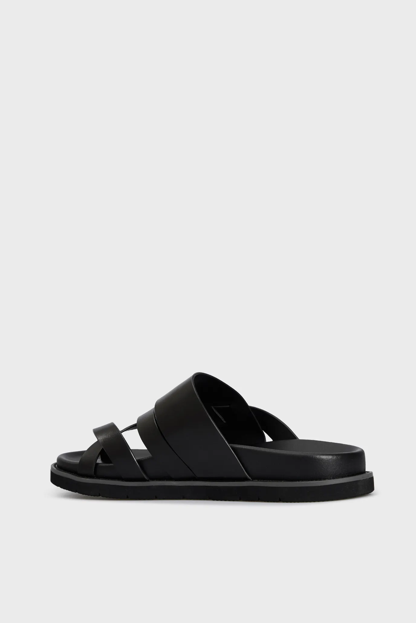 Мужские черные кожаные слайдеры 5