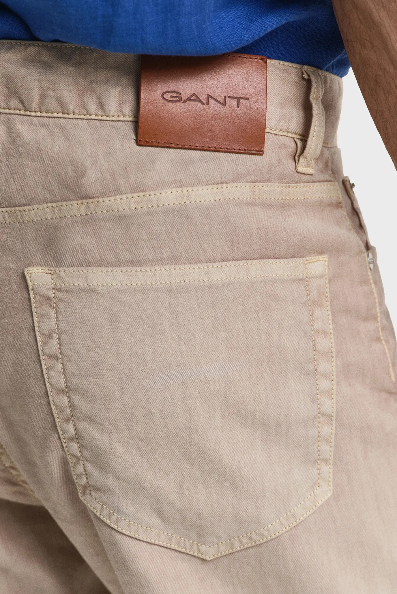 Мужские бежевые льняные джинсы REG COT/LINEN JEANS 5