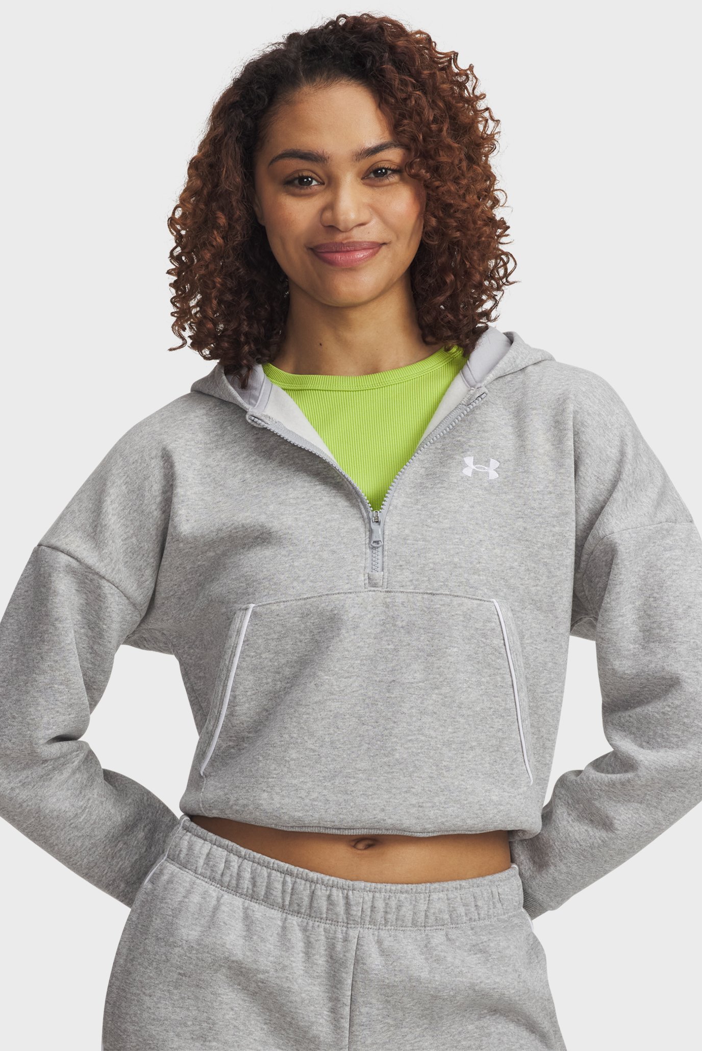 Женское серое худи Rival Flc Piped HZ Hoodie Серый XL Under Armour 6003707-011 Женское серое худи Rival Flc Piped HZ Hoodie Серый XL Under Armour 6003707-011