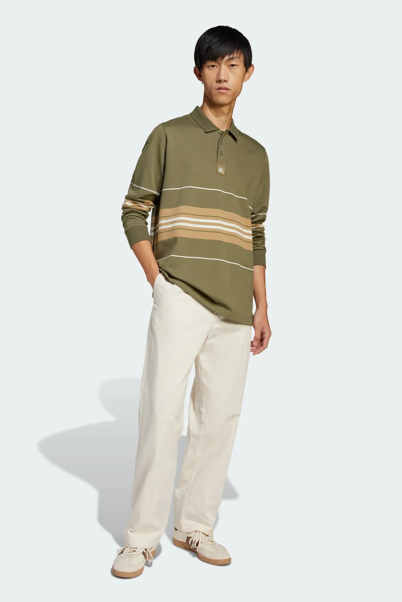 Мужское оливковое поло в полоску Striped Polo 2