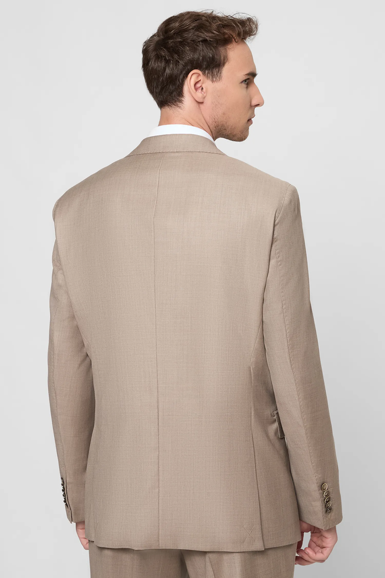 Мужской бежевый шерстяной костюм (пиджак, брюки) 3