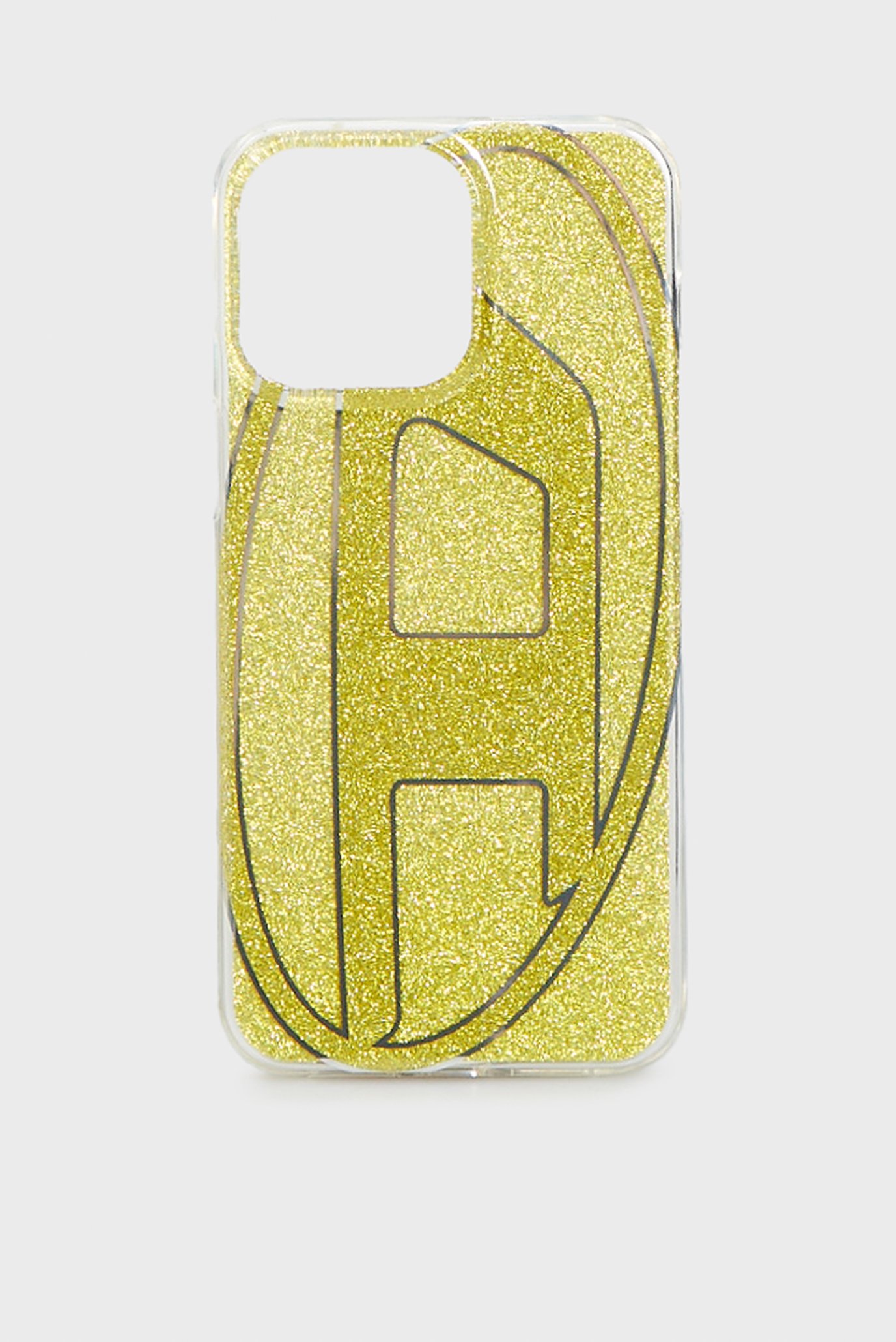 Золотистый чехол для телефона Diesel Oval D Glitter Case SS24 for iPhone 15 Pro Max 1