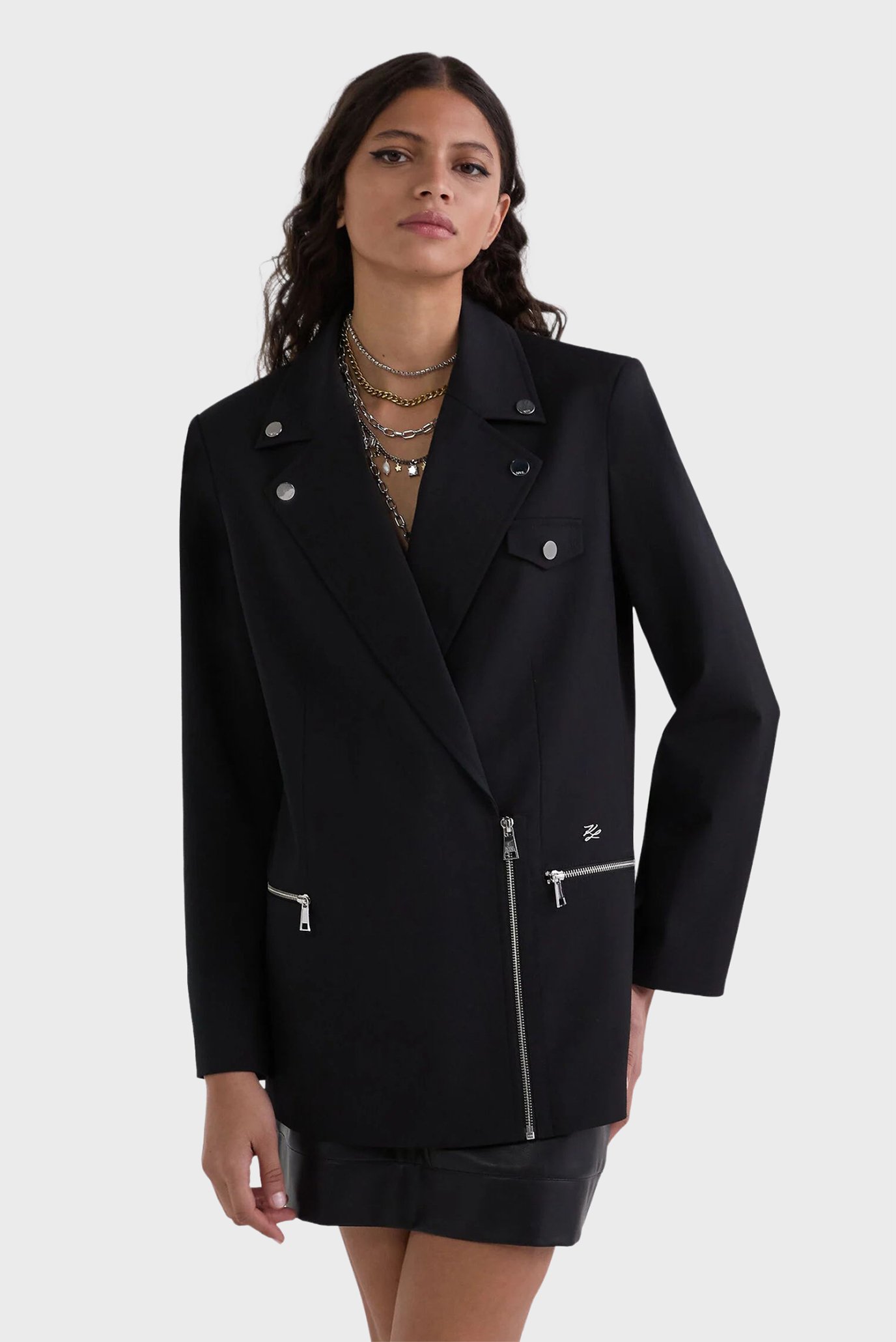 Женский черный жакет BIKER BLAZER Черный 42 Karl Lagerfeld A3W14044 Женский черный жакет BIKER BLAZER Черный 42 Karl Lagerfeld A3W14044