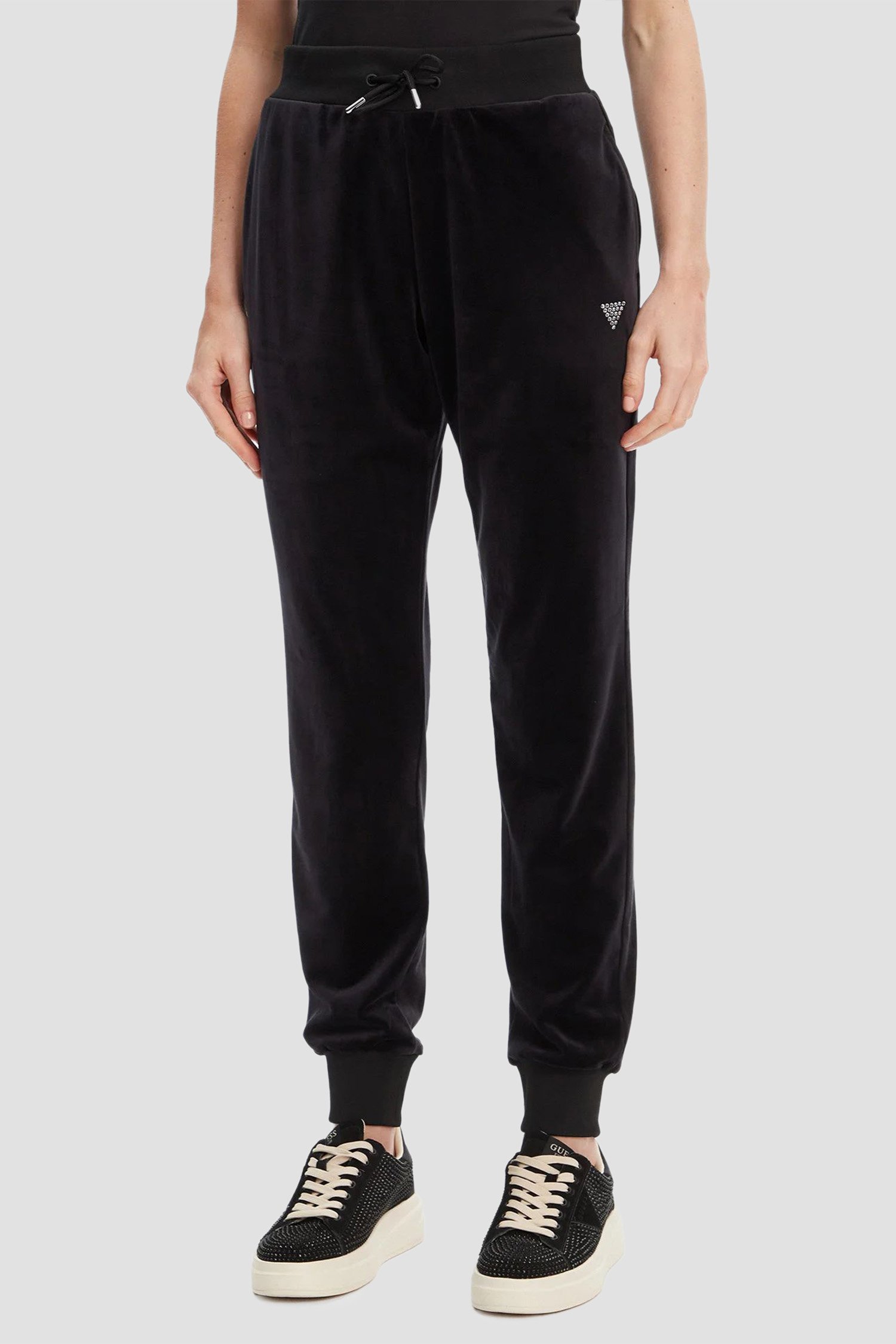 Женские черные велюровые спортивные брюки Черный M Guess V3BB27.K0232;JBLK Женские черные велюровые спортивные брюки Черный M Guess V3BB27.K0232;JBLK