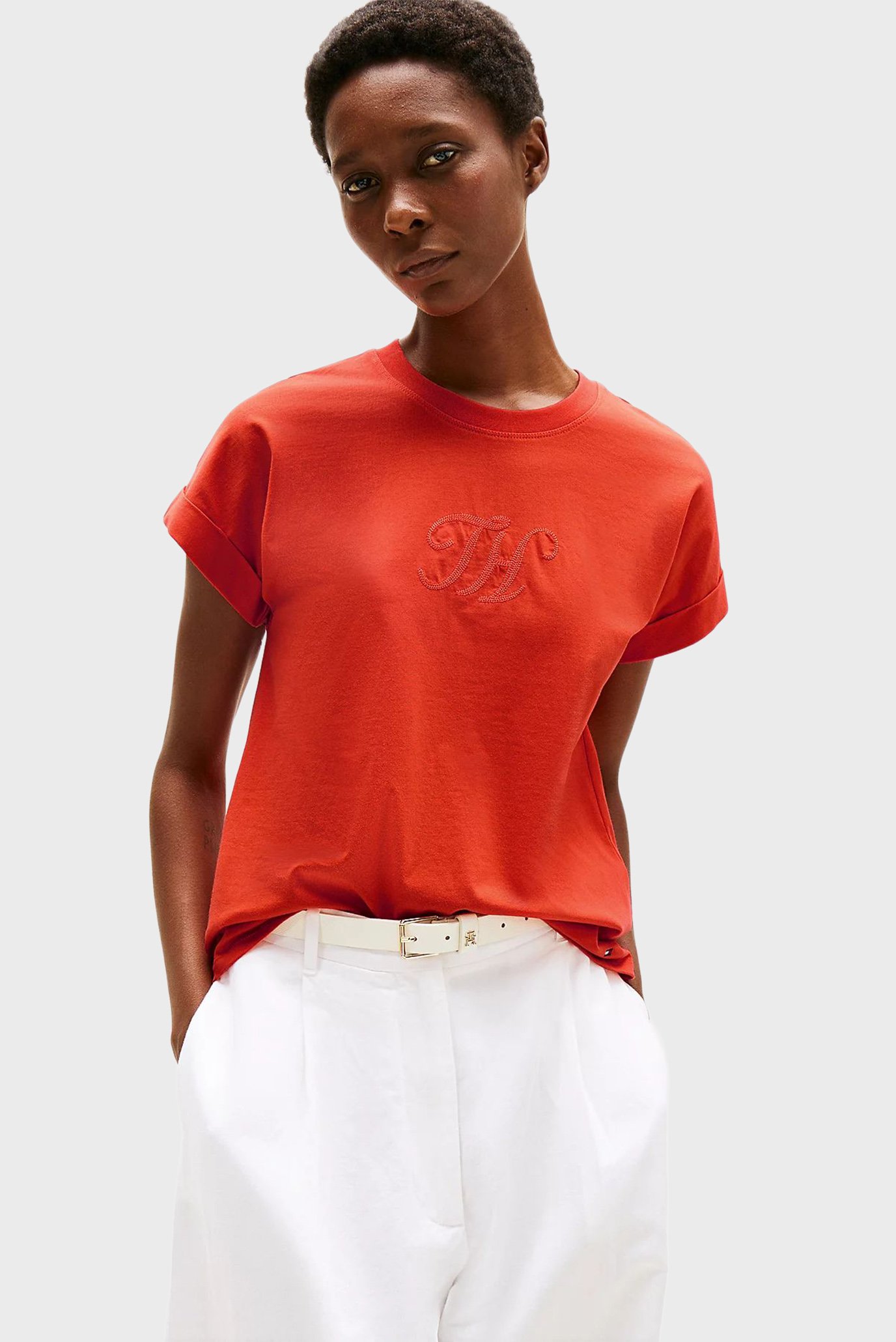 Женская оранжевая футболка FLORAL SCRIPT MDRN Оранжевый S Tommy Hilfiger WW0WW47157 Женская оранжевая футболка FLORAL SCRIPT MDRN Оранжевый S Tommy Hilfiger WW0WW47157