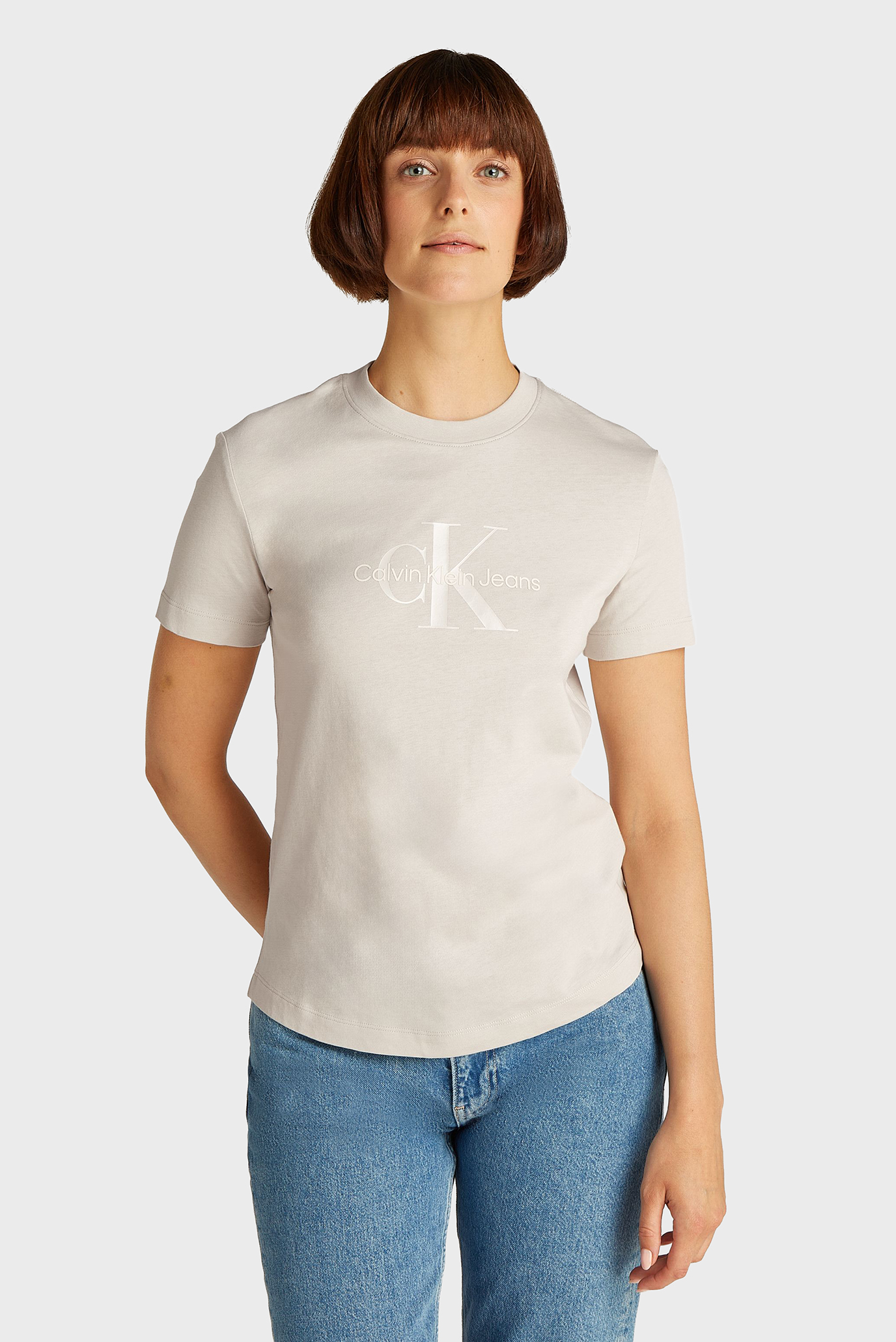 Женская бежевая футболка GLOSSY Бежевый XS Calvin Klein Jeans J20J224983 Женская бежевая футболка GLOSSY Бежевый XS Calvin Klein Jeans J20J224983