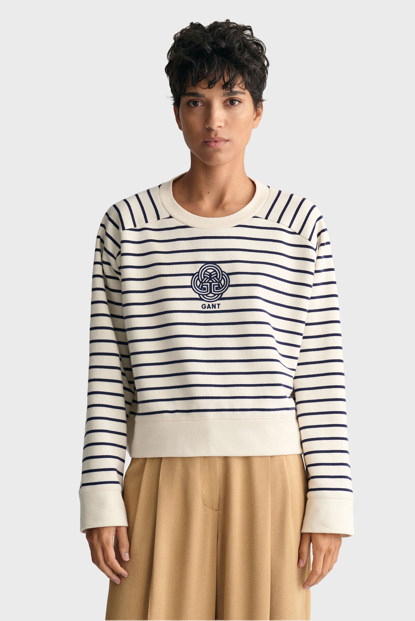 Женский белый свитшот в полоску STRIPED MONOGRAM 1