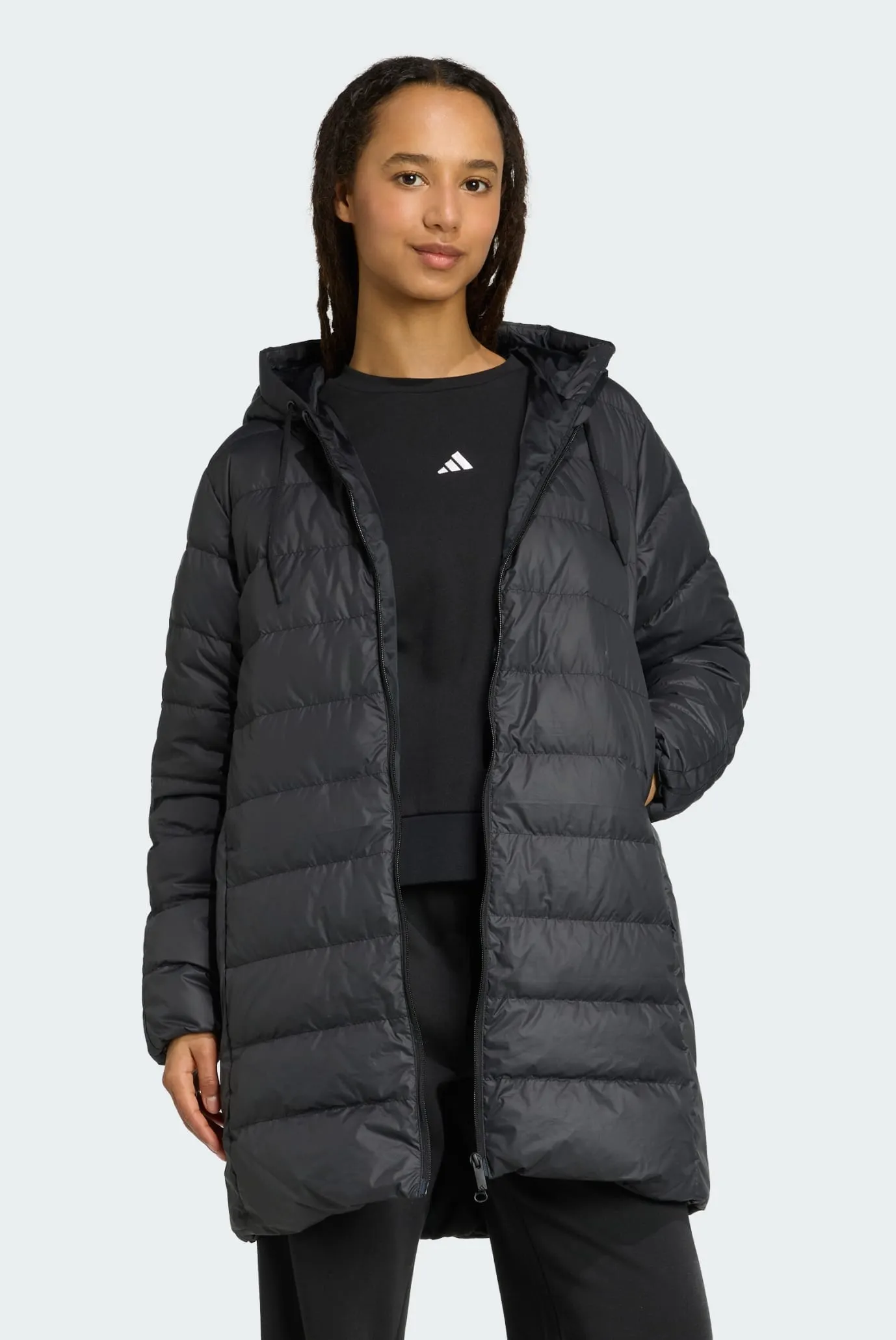 Женский черный пуховик Essentials CLIMAWARM 3-Stripes 2