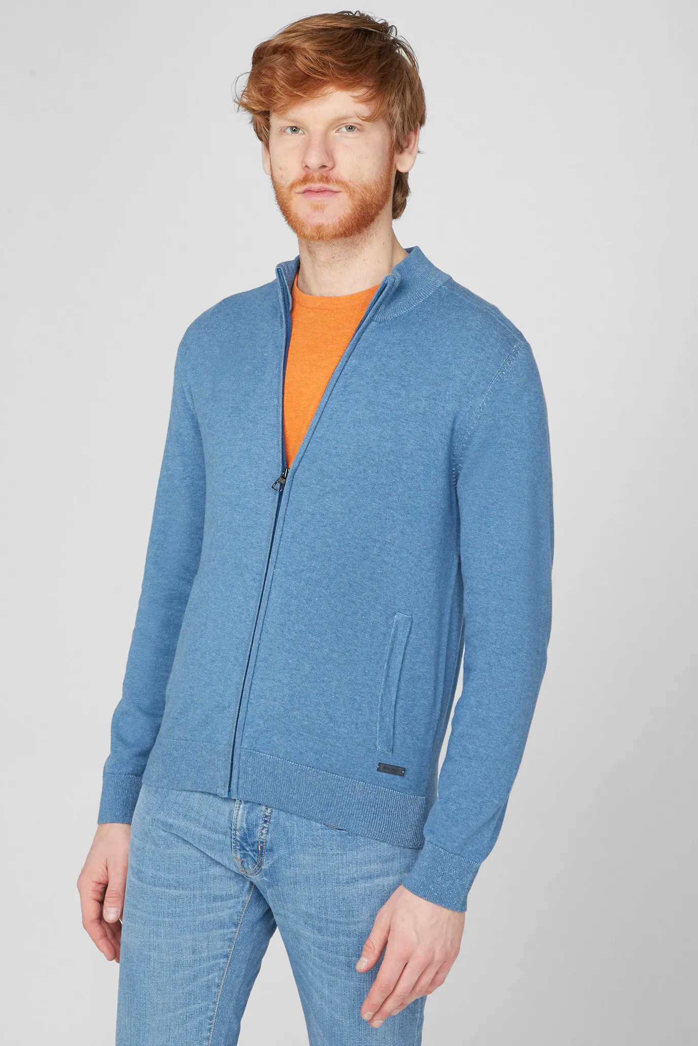 Чоловічий блакитний кардиган 4