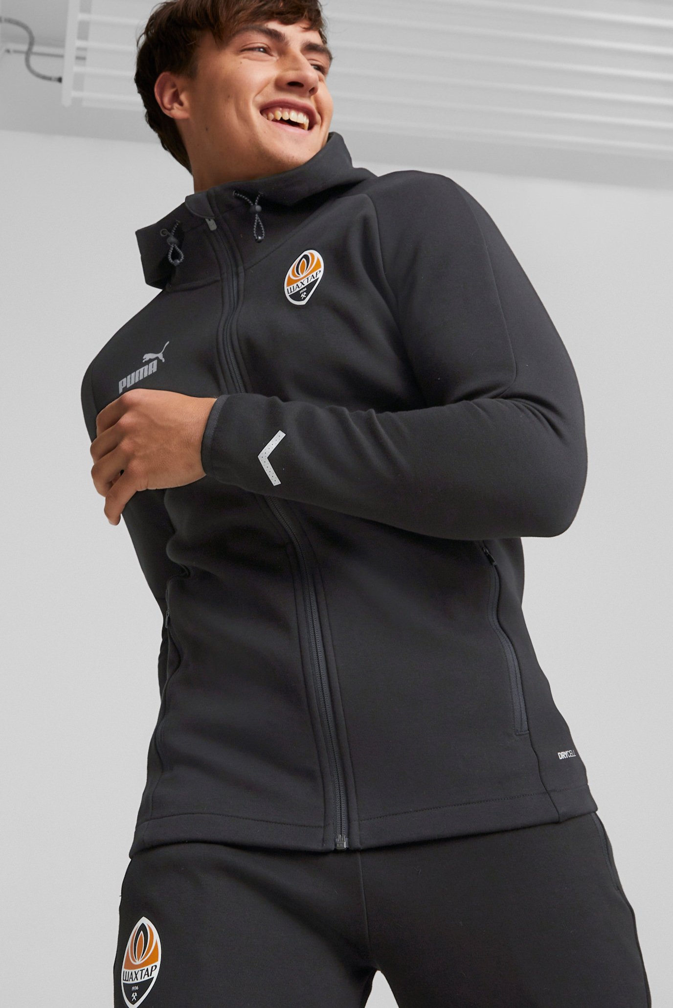 Мужское черное худи FC Shakhtar Donetsk Football Casuals Hooded Jacket Men 1