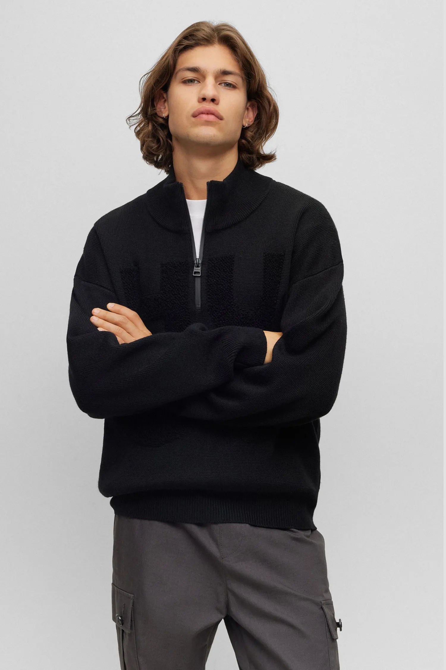Мужская черная шерстяная кофта 2