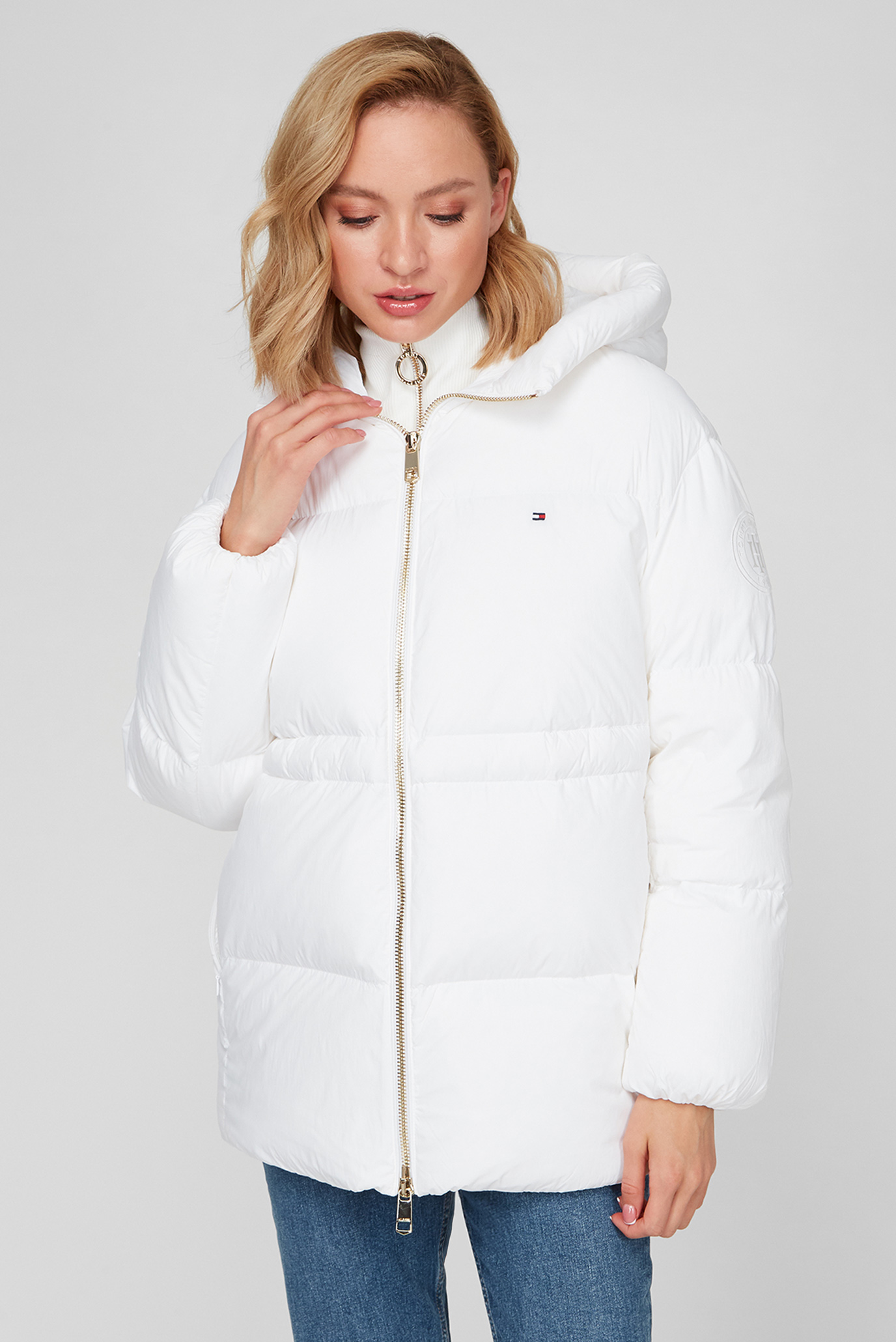 Женский белый пуховик NYLON DOWN PUFFER COAT 1