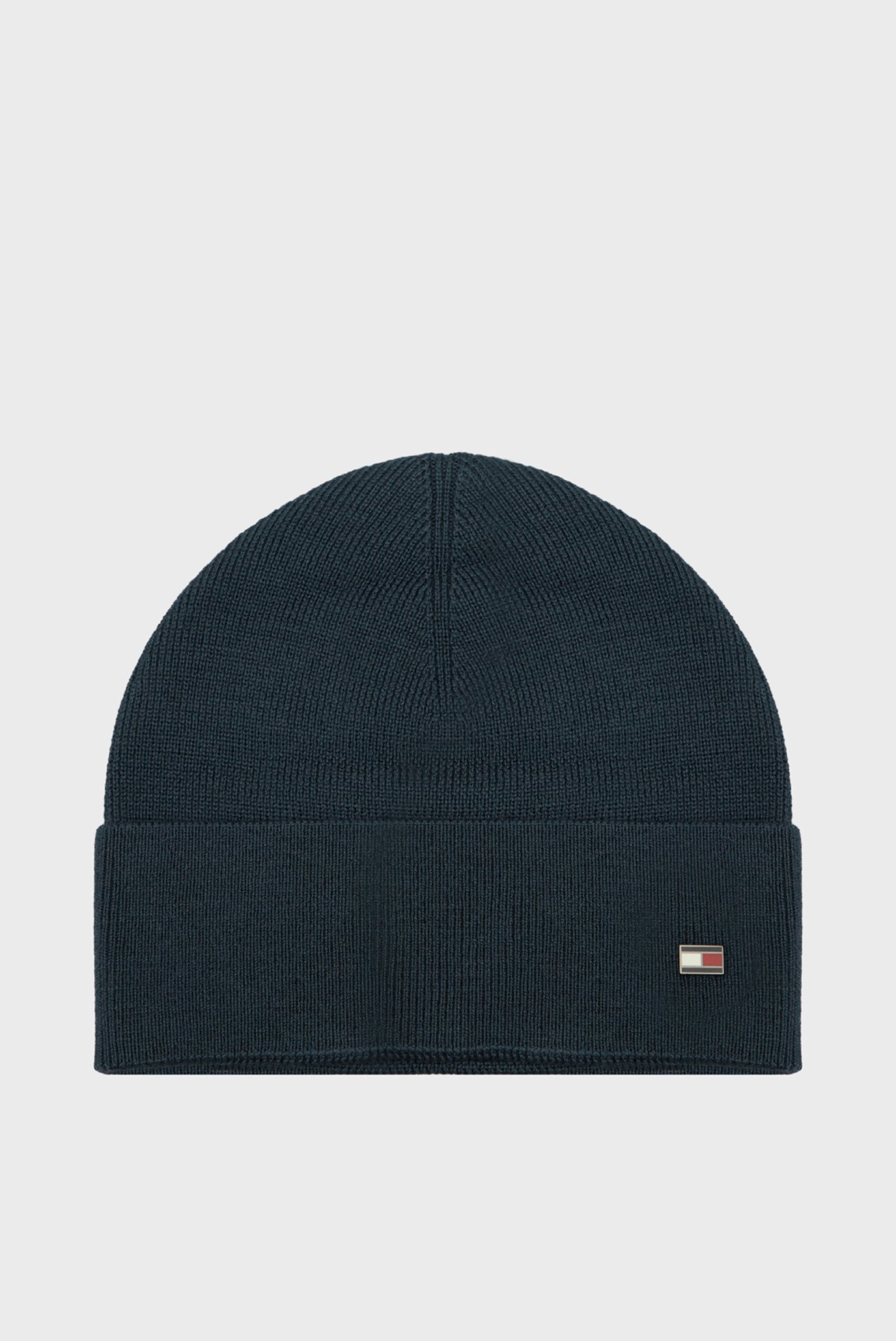 Мужская темно-синяя шерстяная шапка TH FLAG REFINED WOOL BEANIE 1