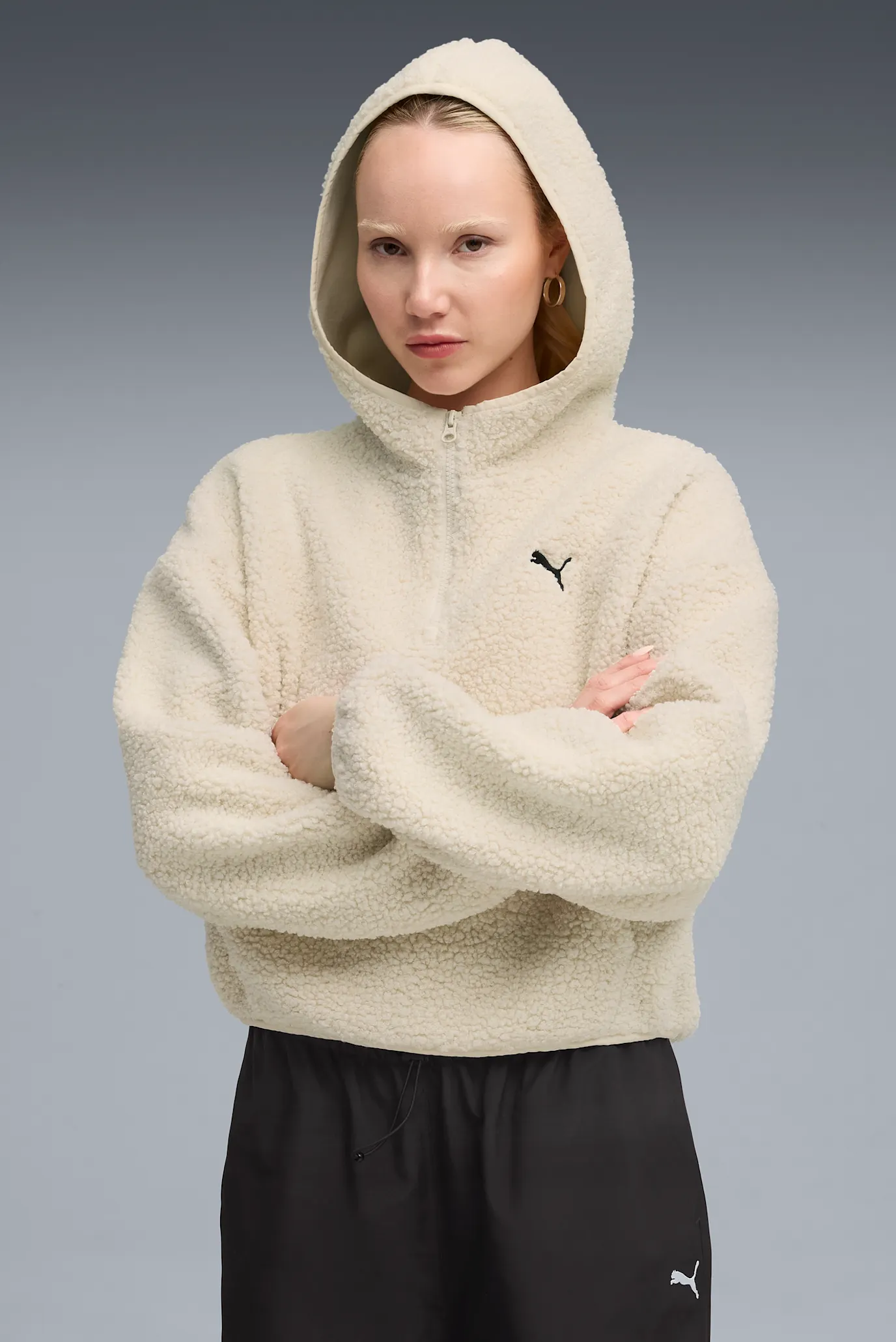 Женское белое худи Wardrobe Essentials Oversized Polar Fleece Hoodie Women 1
