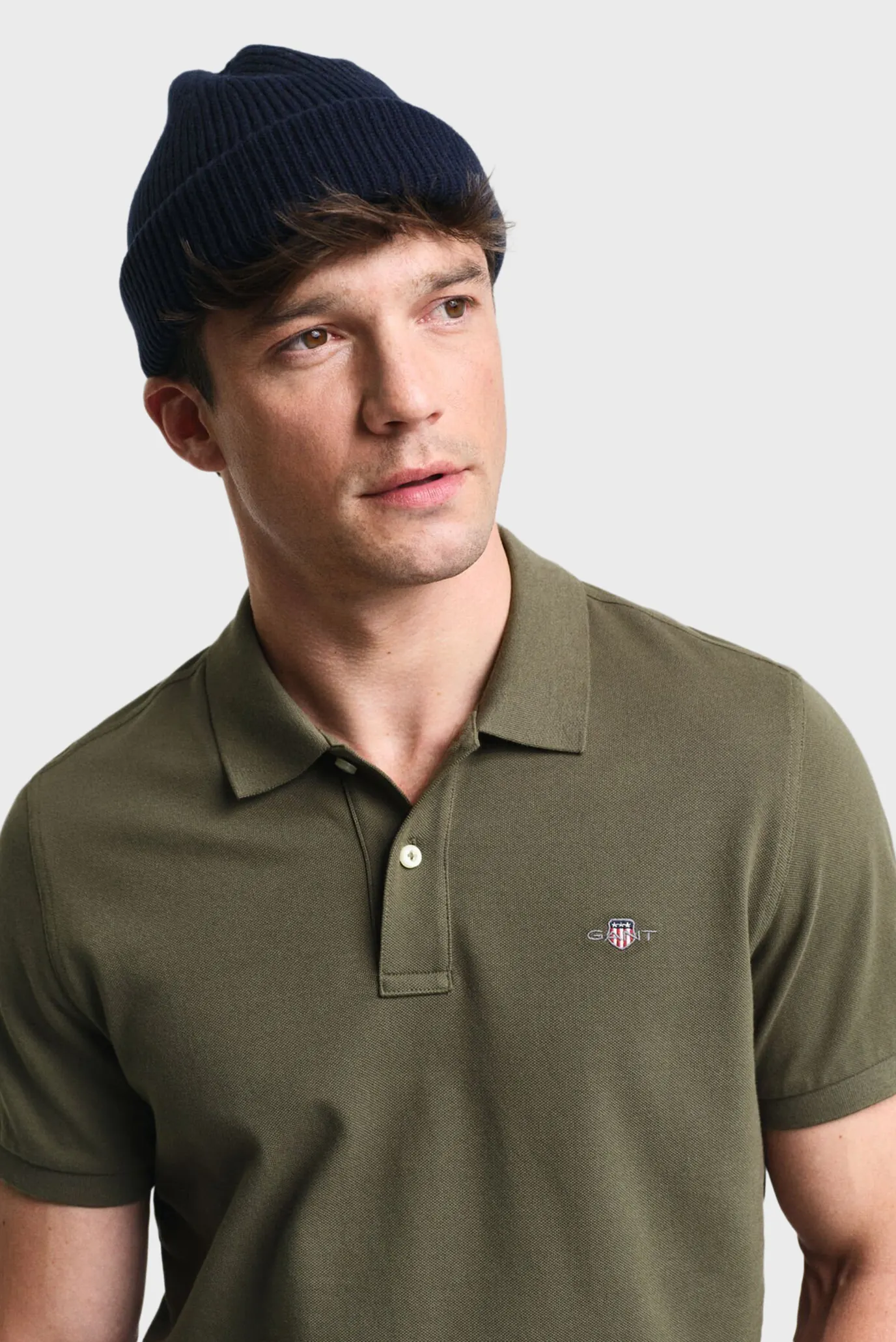 Чоловіче оливковое поло REG SHIELD SS PIQUE POLO 4