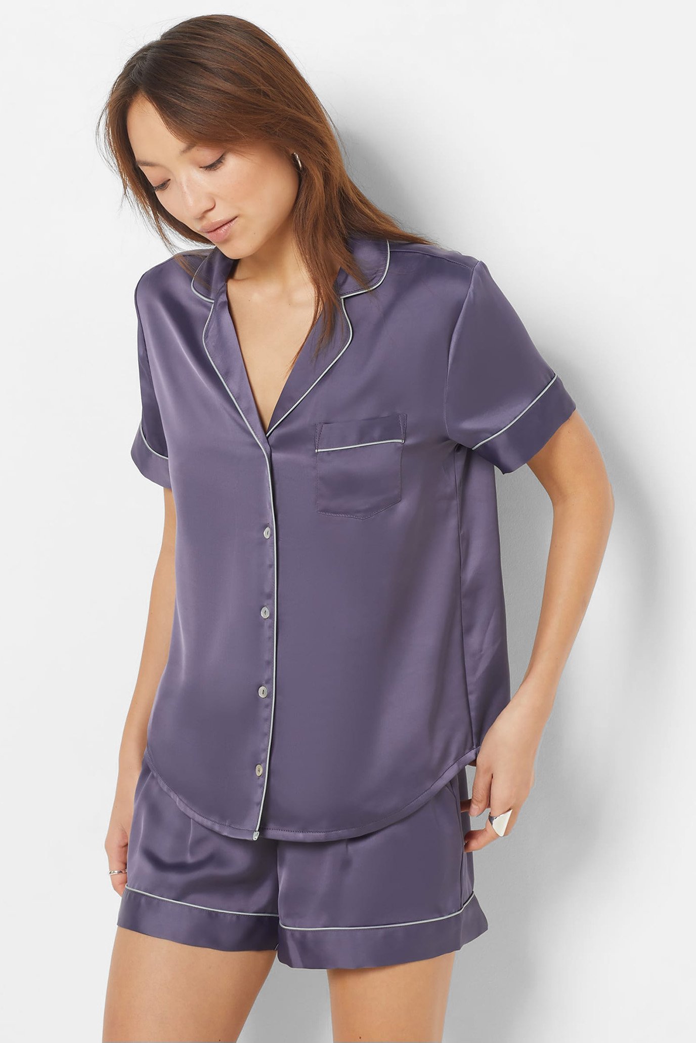 Жіноча фіолетова сорочка короткий рукав GIA 1