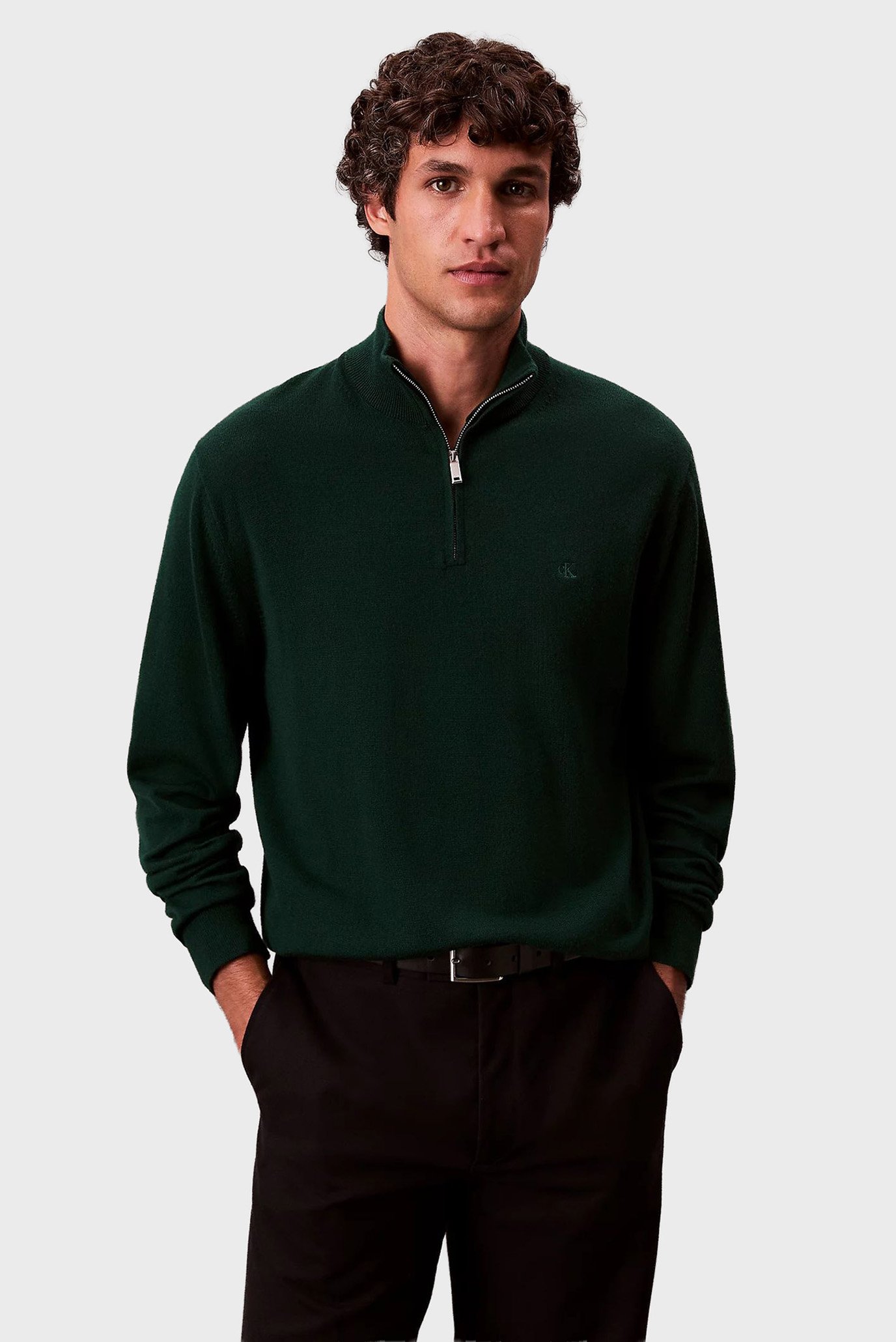 Мужская темно-зеленая шерстяная кофта LS MERINO Зеленый S Calvin Klein LV04LD318G Мужская темно-зеленая шерстяная кофта LS MERINO Зеленый S Calvin Klein LV04LD318G