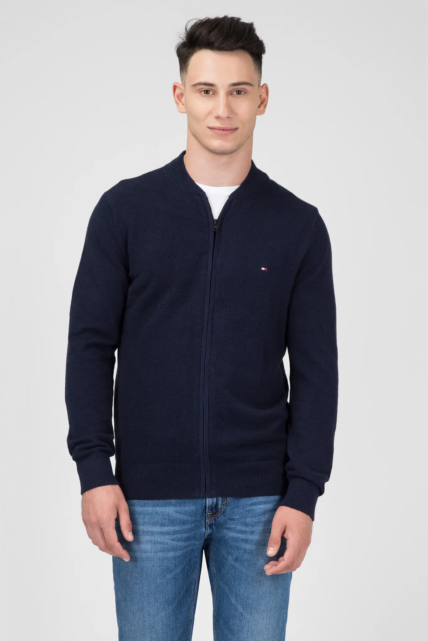 tommy hilfiger textured baseball jacket
