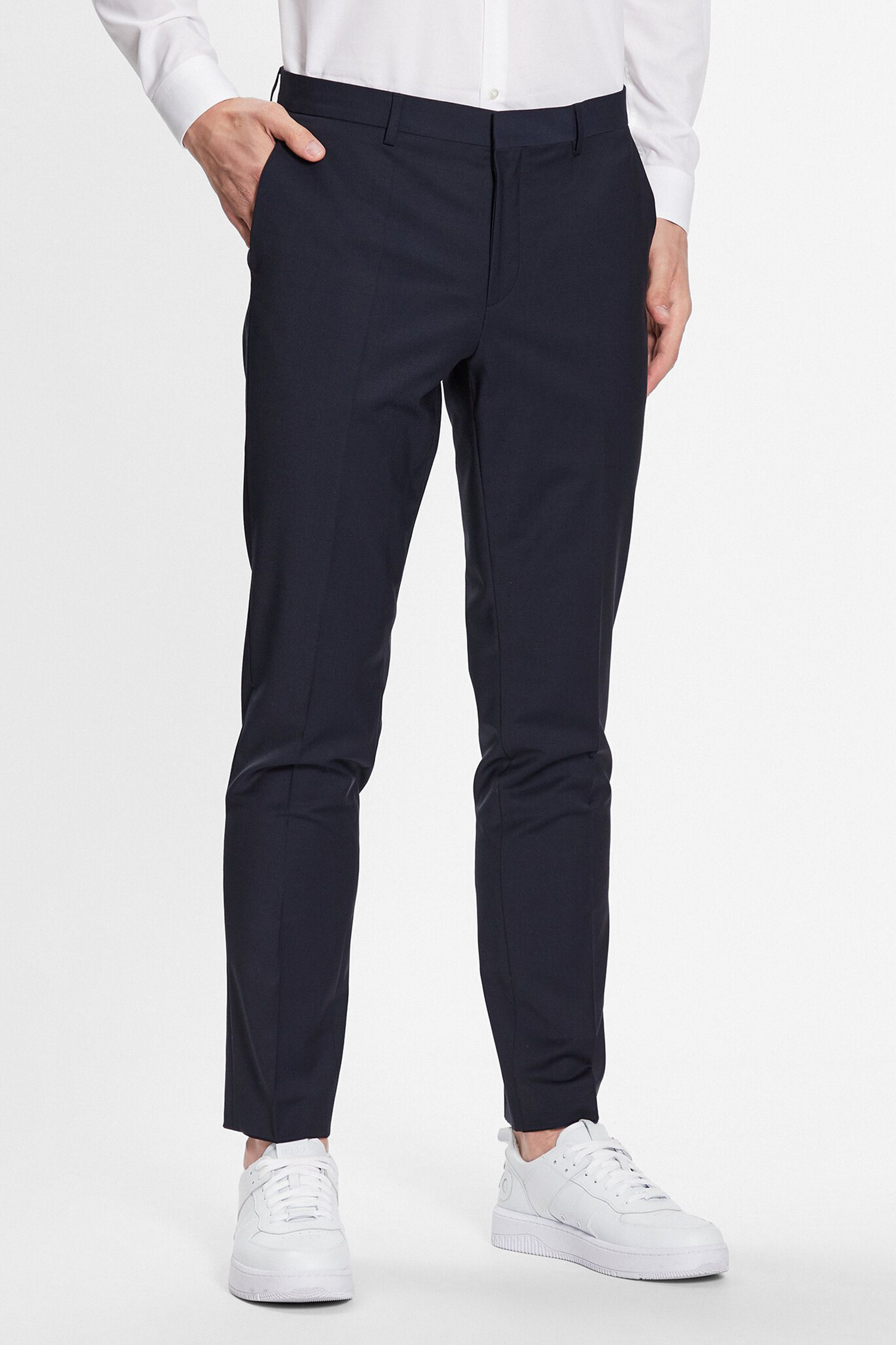 Мужские темно-синие шерстяные брюки 1