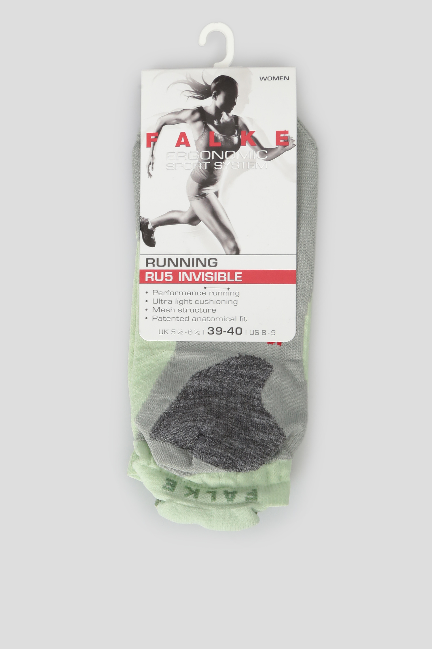 Женские салатовые носки для бега RU5 INVISIBLE 1