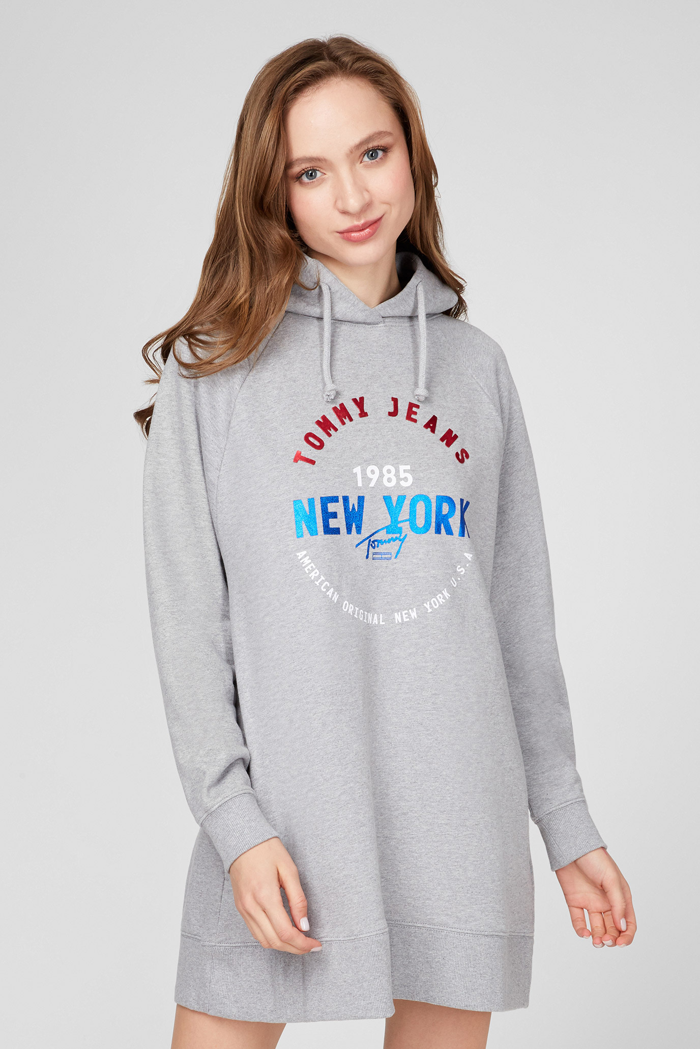 Женское серое платье LOGO HOODIE 1