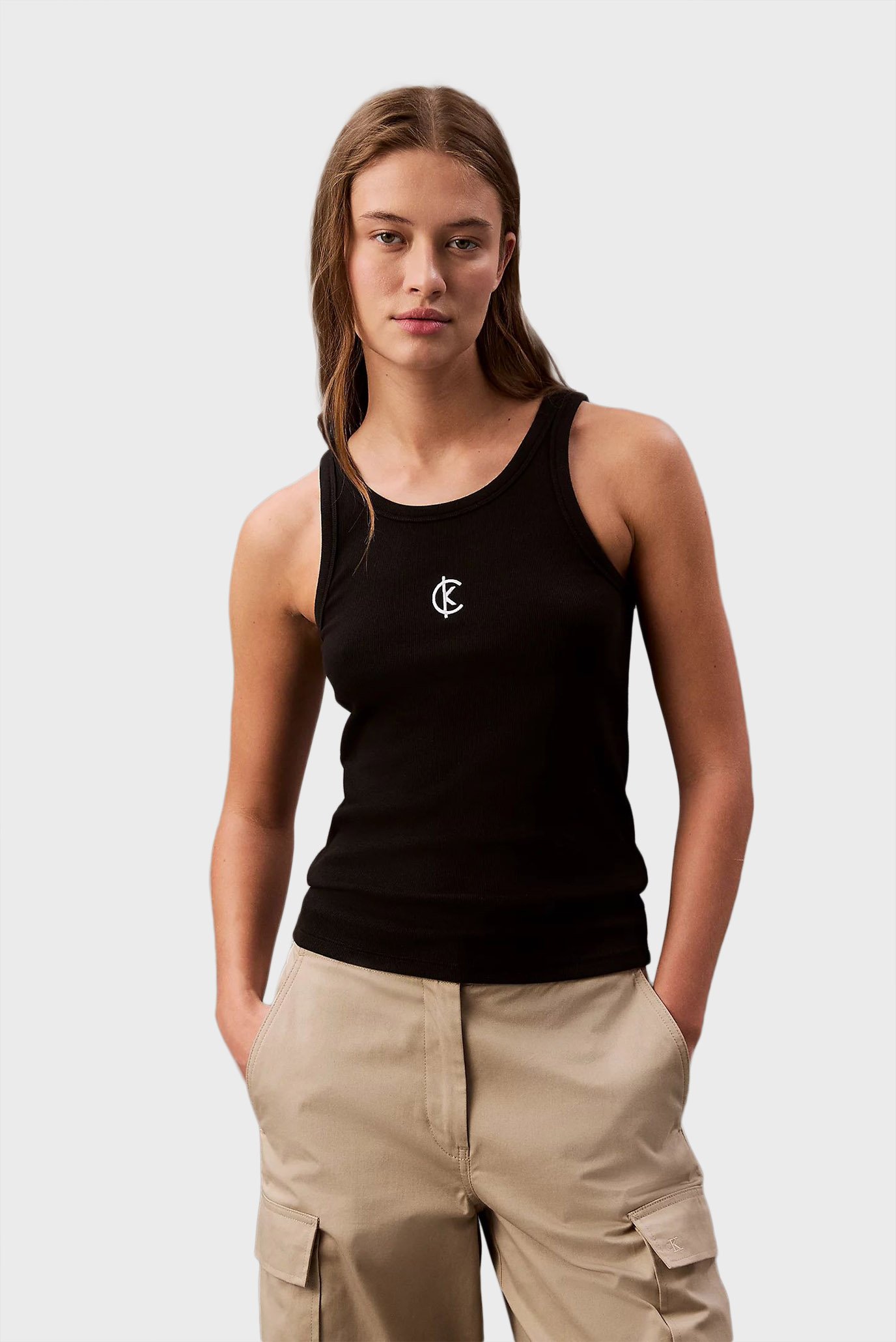 Женская черная майка SL Cotton Contour Rib CK Tank Черный XXS Calvin Klein Jeans LV047B829G Женская черная майка SL Cotton Contour Rib CK Tank Черный XXS Calvin Klein Jeans LV047B829G