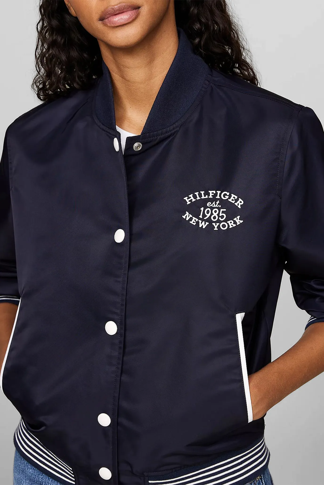 Женский темно-синий бомбер NON-PADDED VARSITY BOMBER JACKET 4