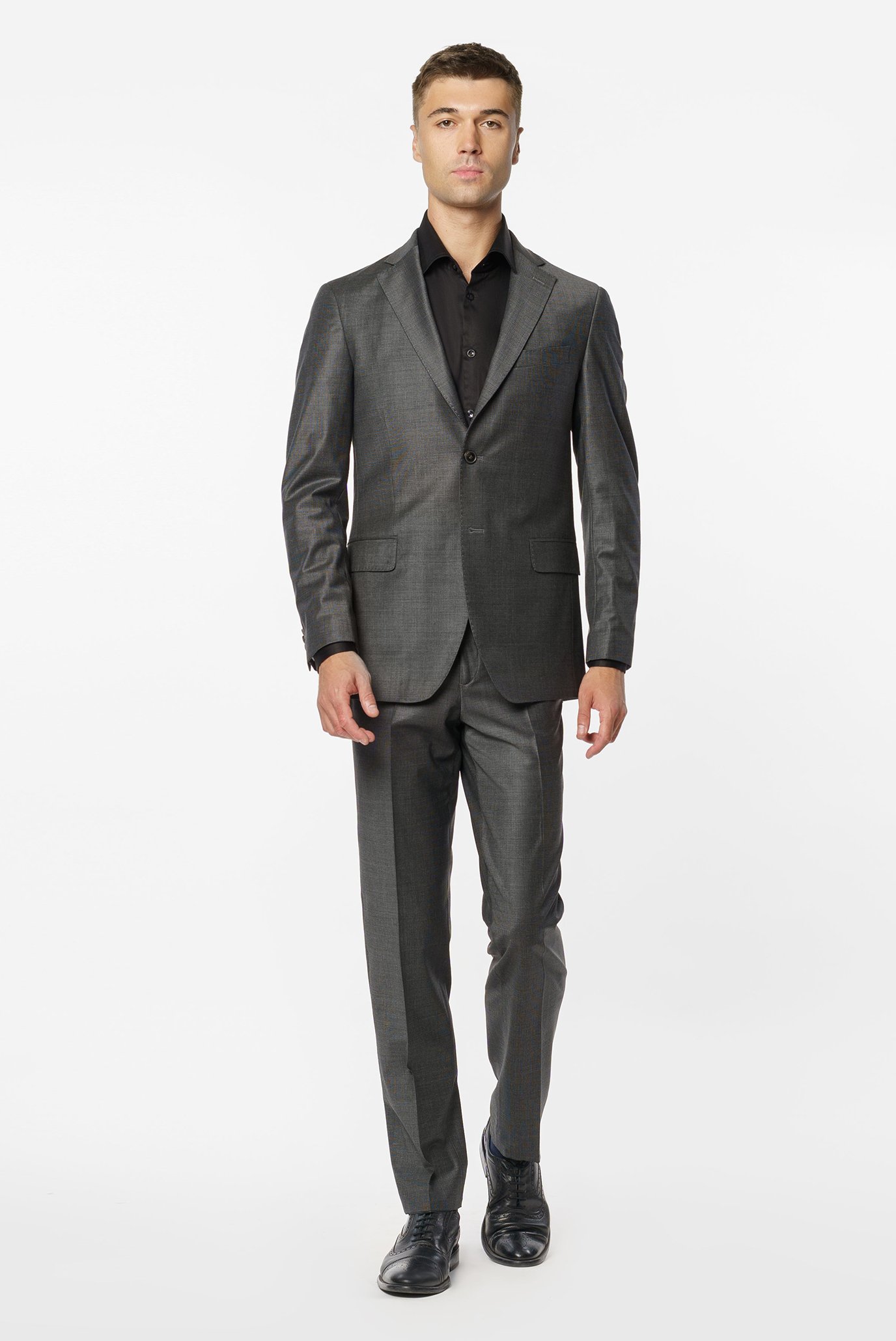 Мужской темно-серый шерстяной костюм (пиджак, брюки) 1