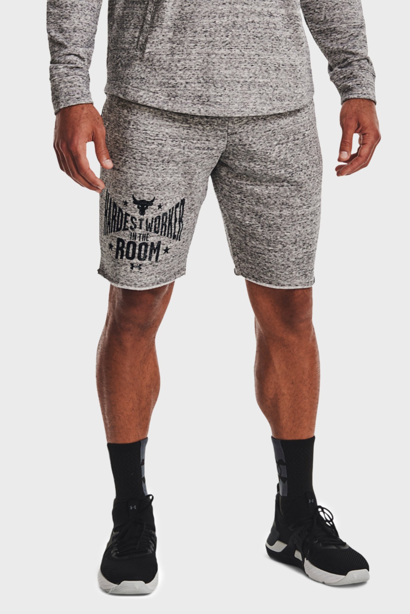 Чоловічі сірі шорти UA Pjt Rock Terry Shorts 1