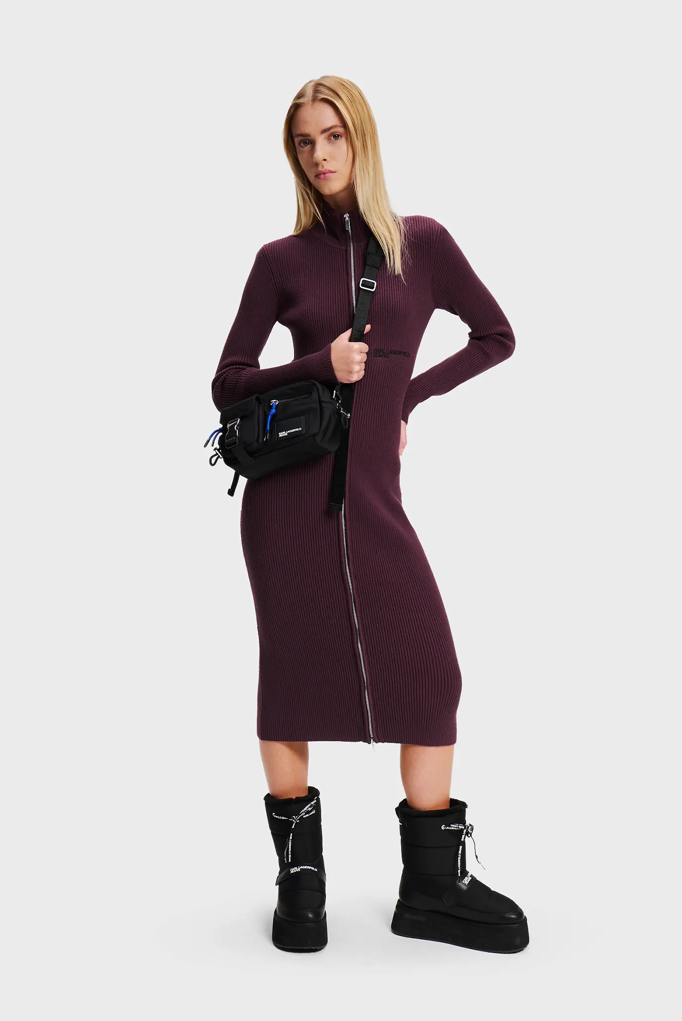 Женское фиолетовое платье knitted zip 2