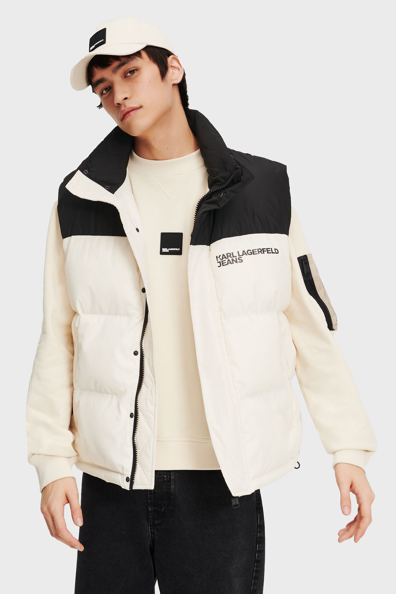 Мужской белый жилет KLJ BLOCKED PUFFER VEST 1