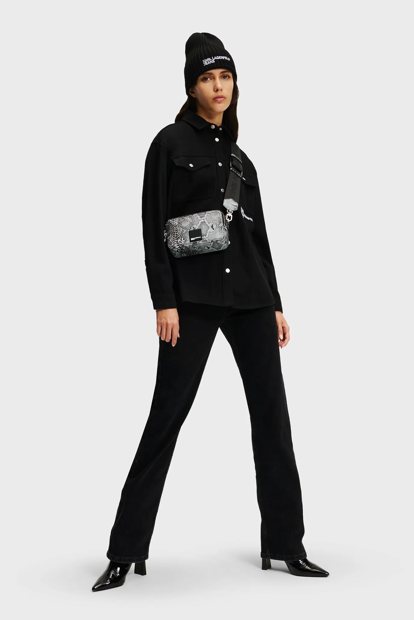 Женская черная рубашка klj overshirt 2