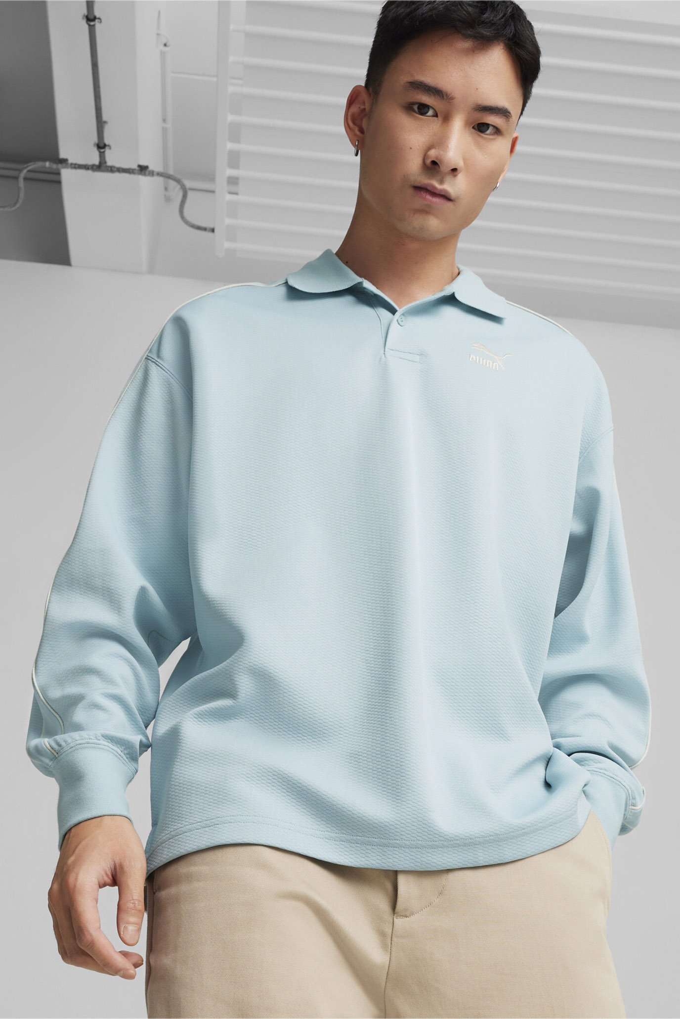 Чоловіче блакитне поло T7 Men's Polo Sweatshirt 1