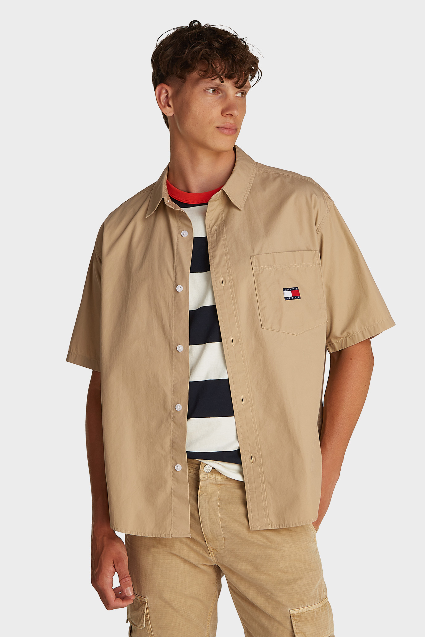 Мужская бежевая рубашка EASY Бежевый L Tommy Jeans DM0DM18885 Мужская бежевая рубашка EASY Бежевый L Tommy Jeans DM0DM18885