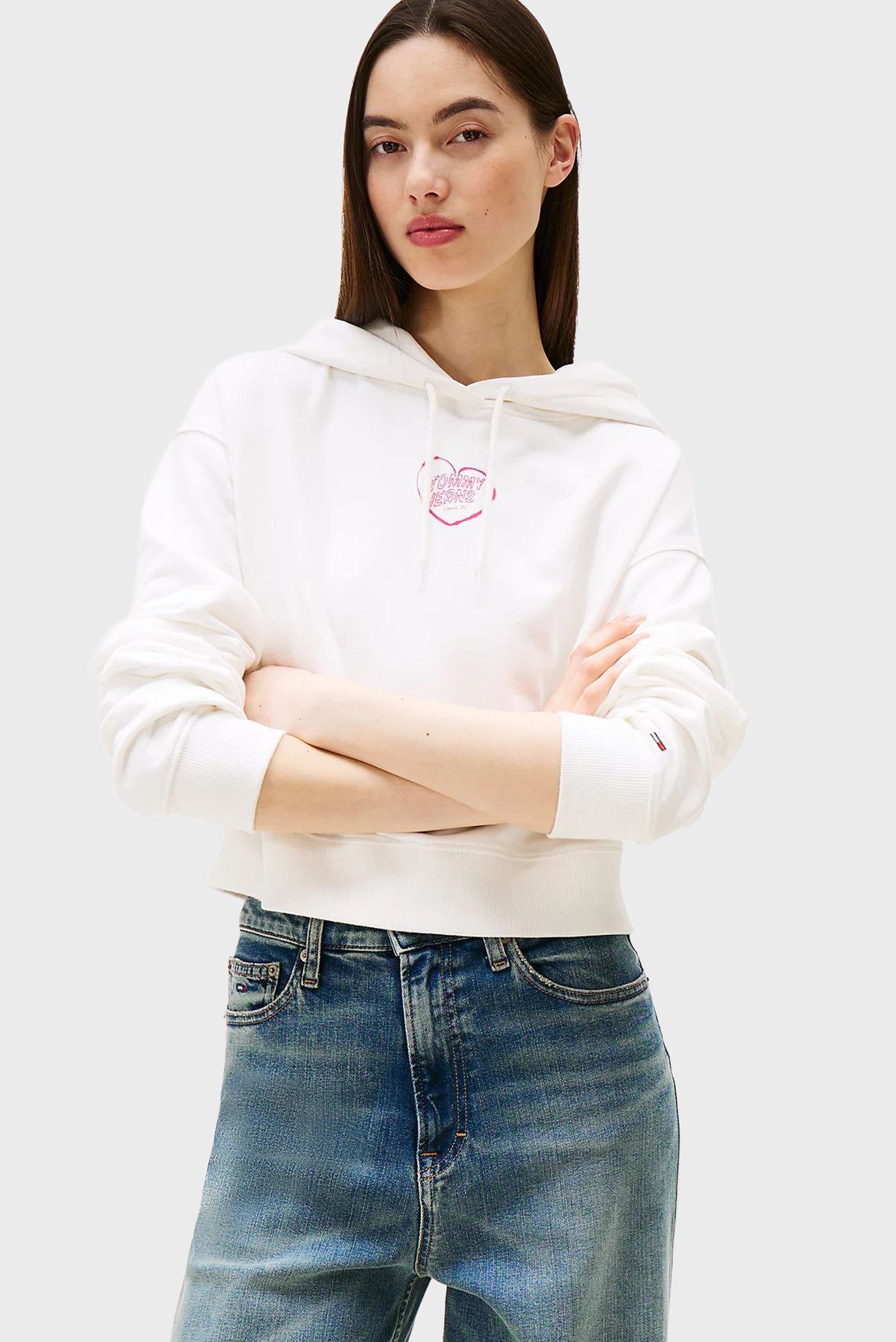 Женское белое худи RLX CRP HEART Белый XS Tommy Jeans DW0DW21408