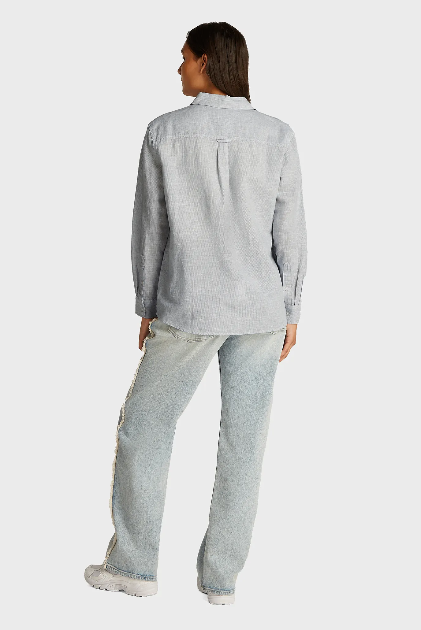 Женская голубая рубашка в полоску TJW RLX LINEN 3