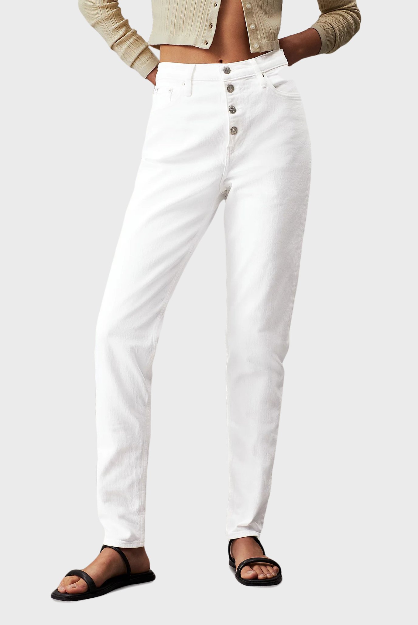 Женские белые джинсы MOM 1
